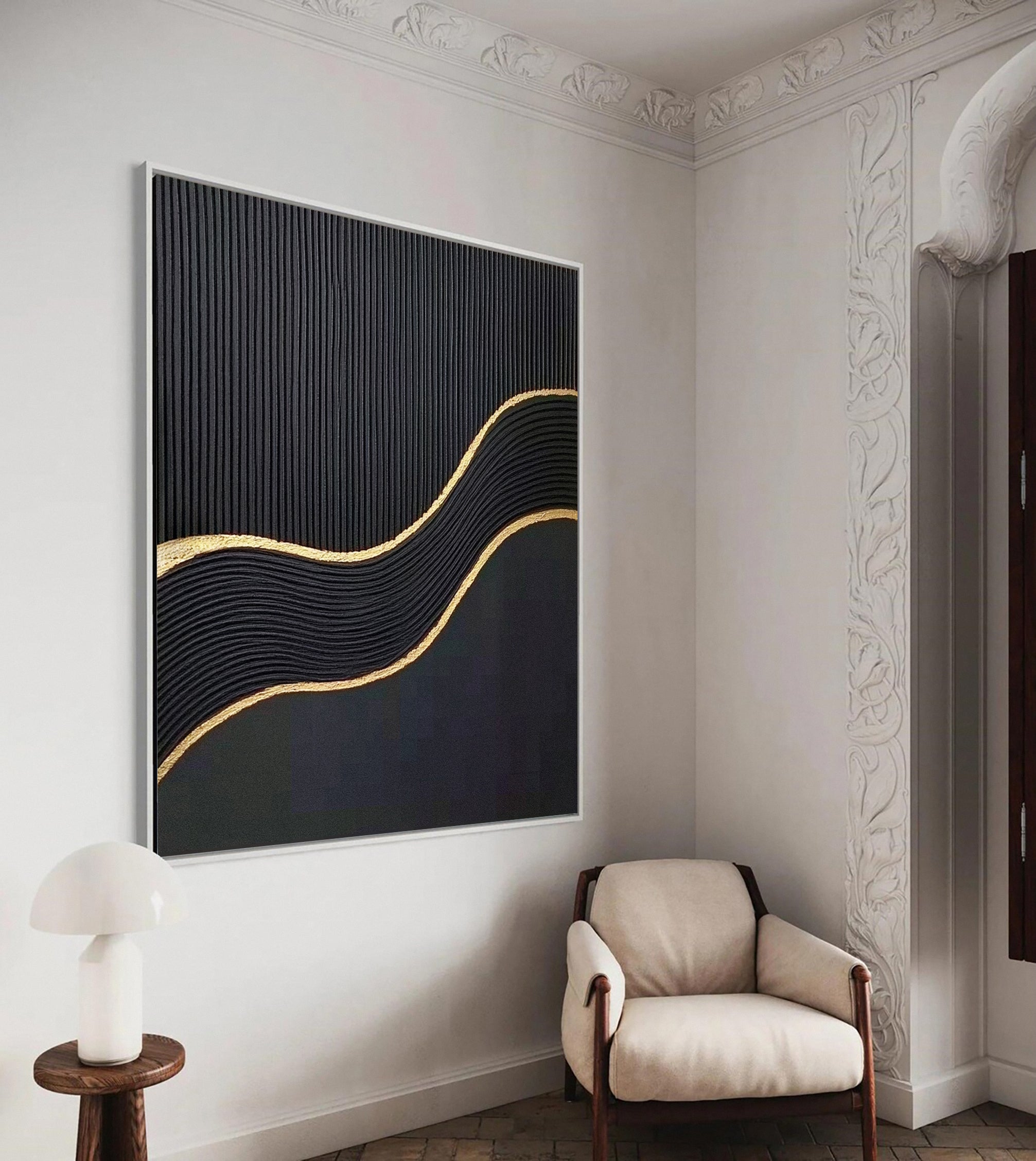 Modern Textured Wall Art in Black and Gold #MM123