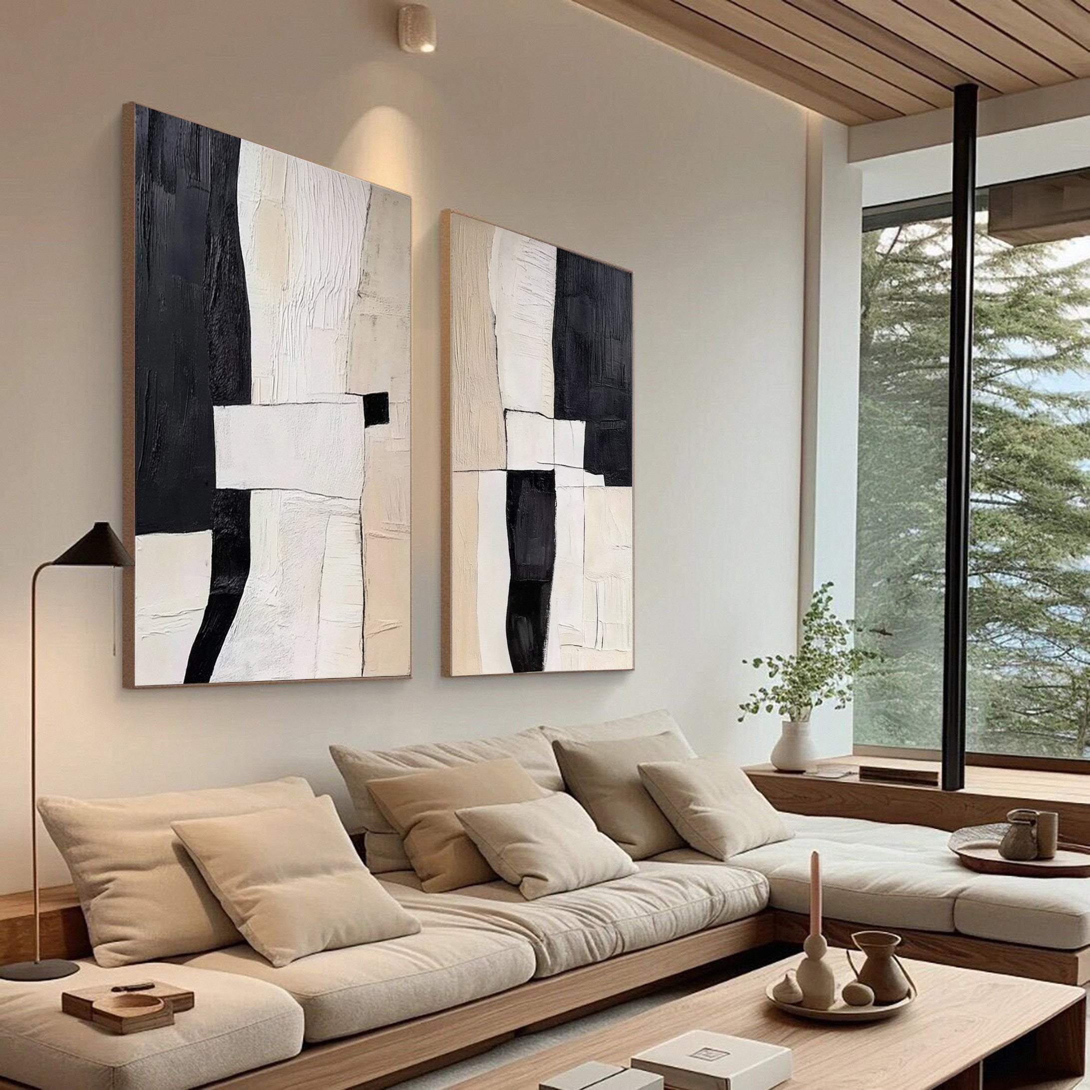 Neutral Black and White Canvas Set For Contemporary Homes #MMS056