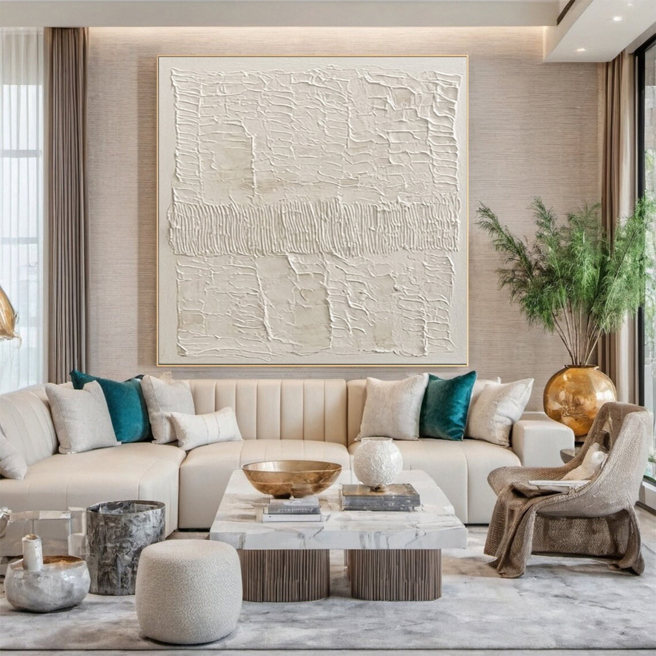 Contemporary Neutral Painting with Organic Horizontal Layers #MM601