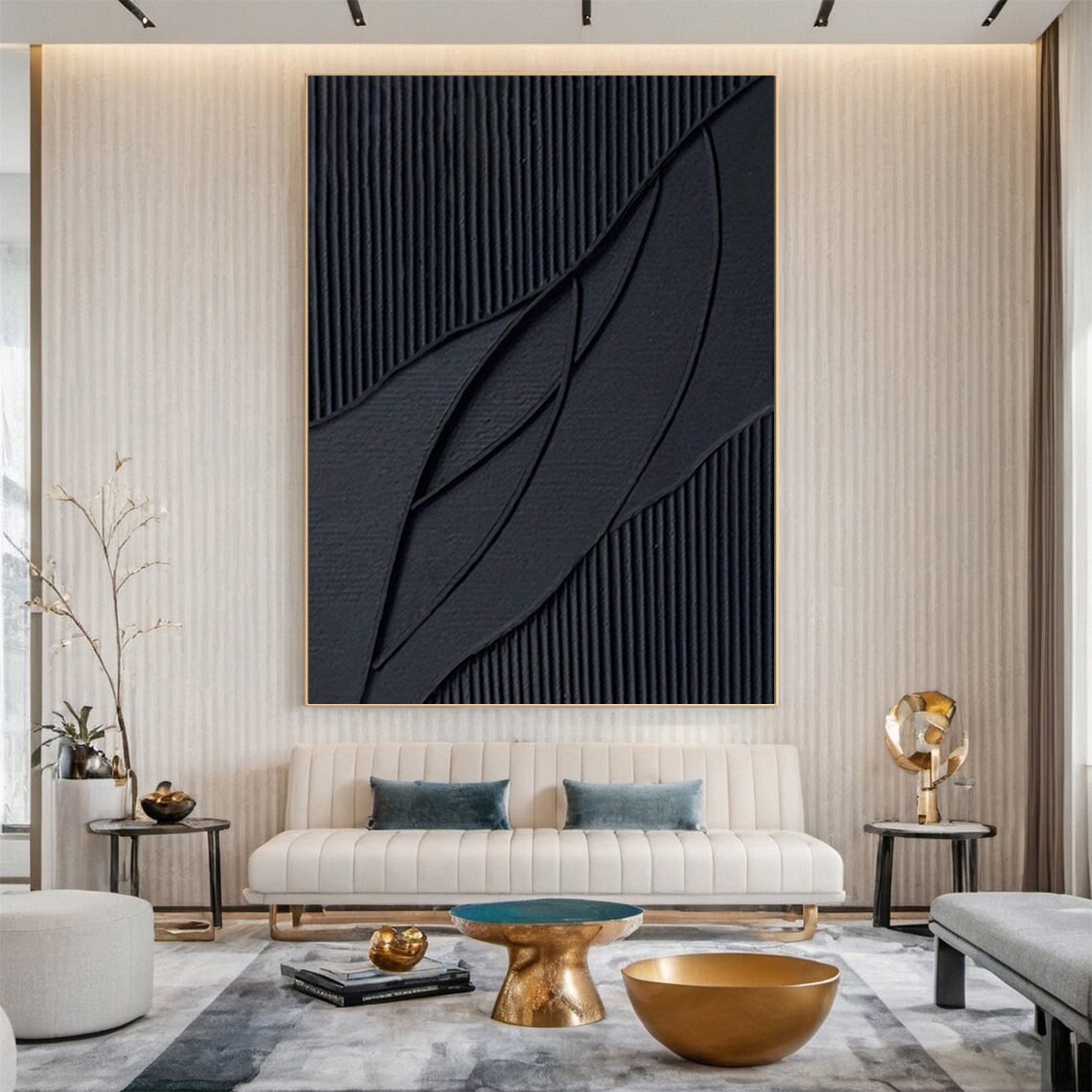 Minimalist Black Wall Art Textured Masterpiece #MM115