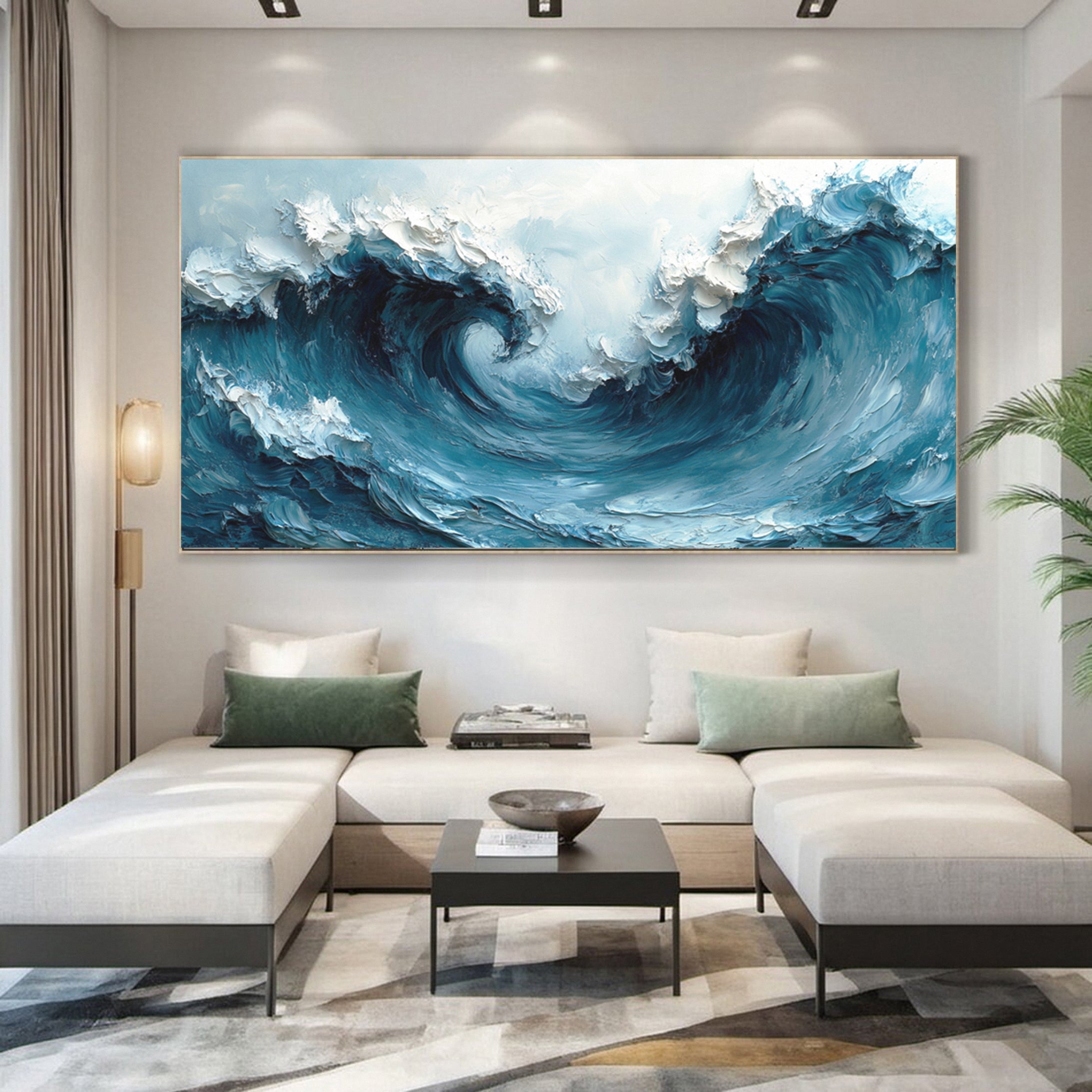 Large Coastal Wave Canvas Art Abstract Ocean Painting