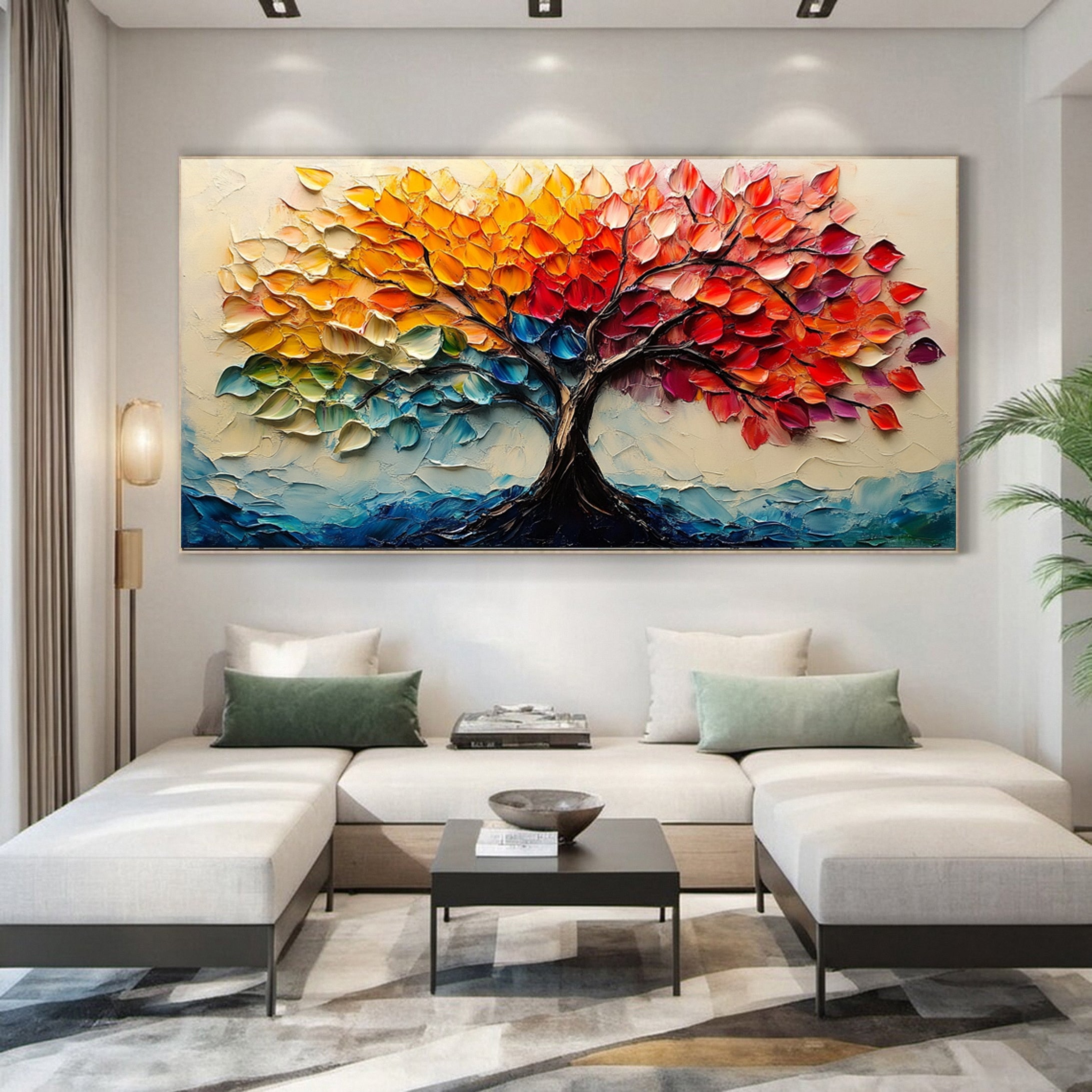 Vibrant Tree of Life Canvas Art Colorful Modern Wall Art Decor #TP028