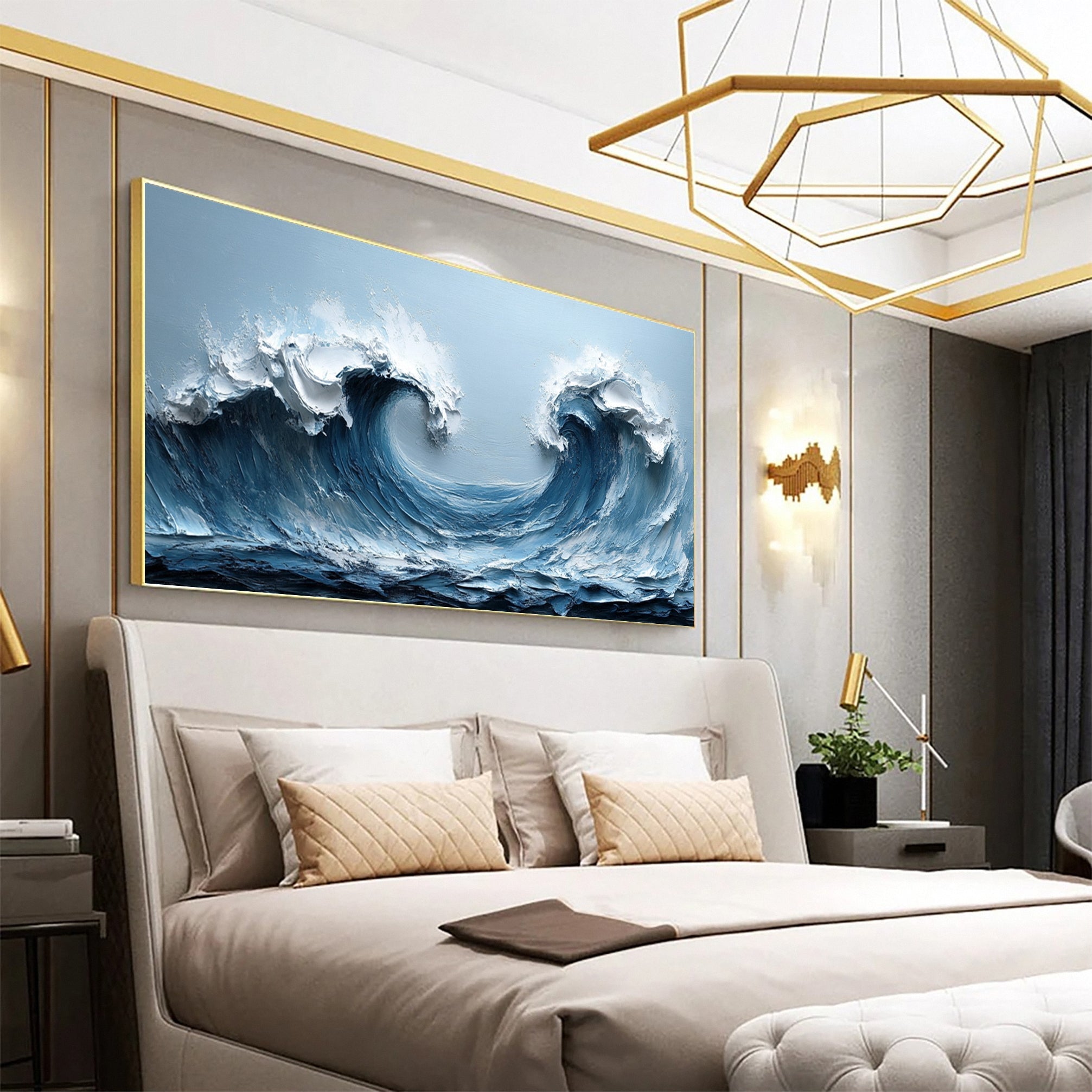 Serene Ocean Wave Art for Modern Living Rooms #OP018