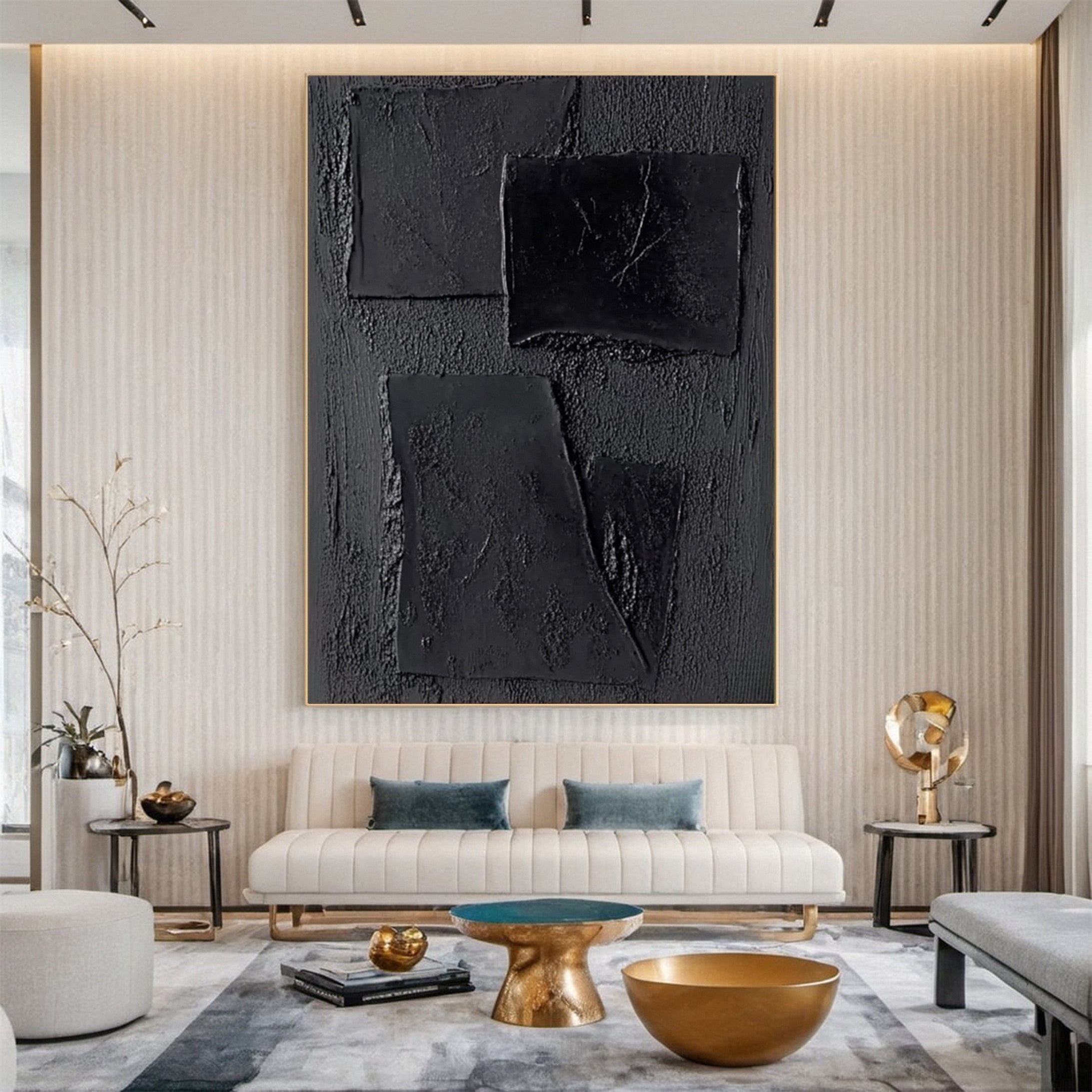 Black Textured Abstract Art