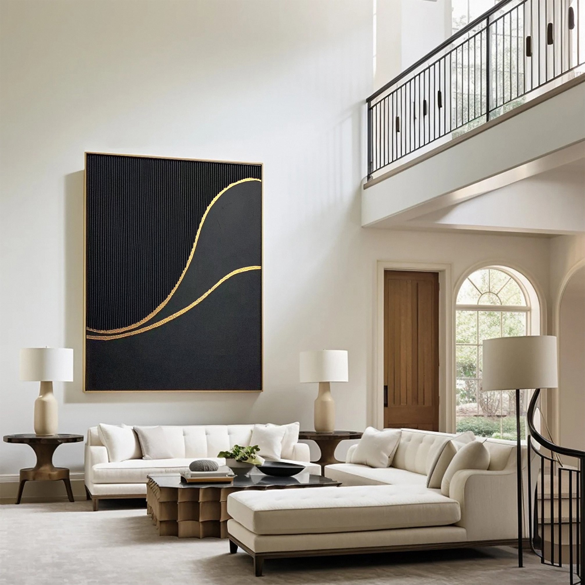 Elegant Black and Gold Abstract Painting #MM124