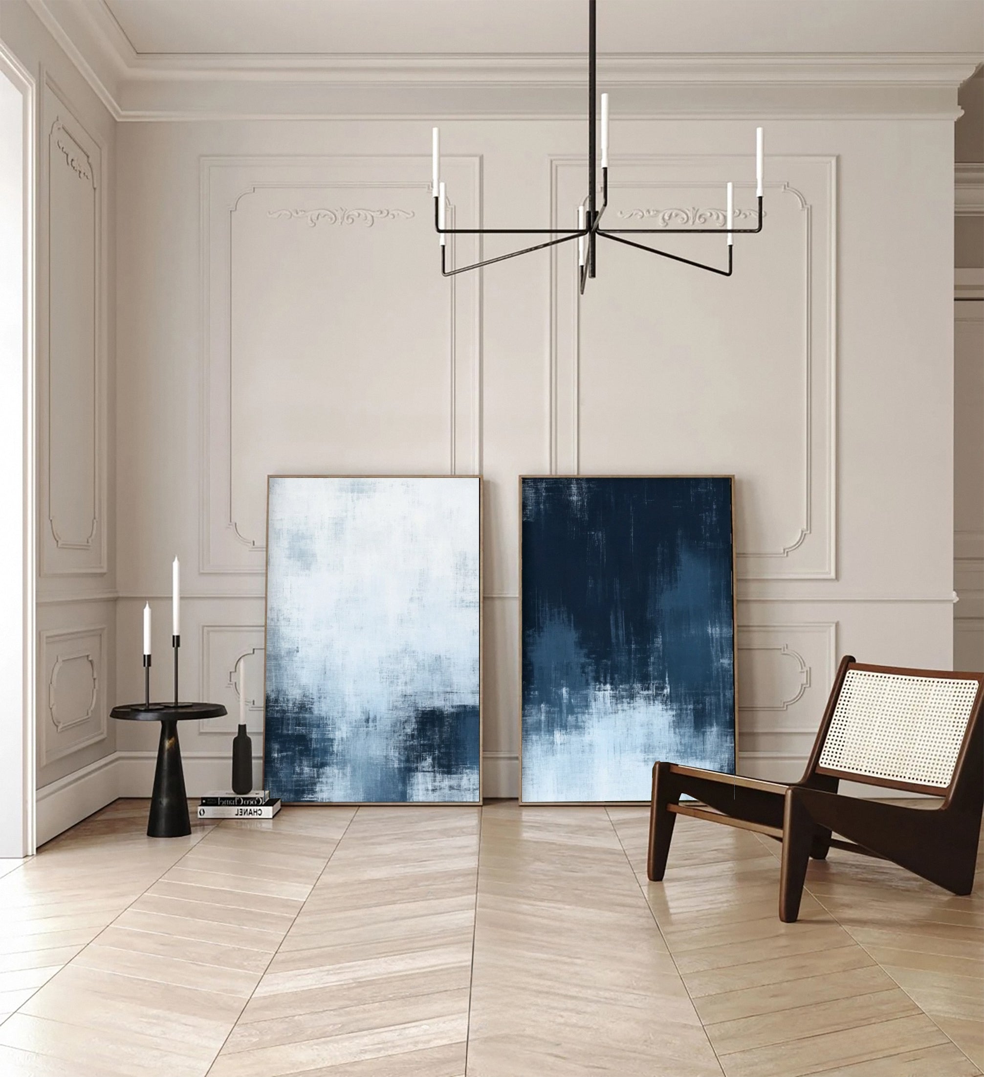 Elegant Blue Gradient Art for Modern Living Rooms Set of 2 #ABS004