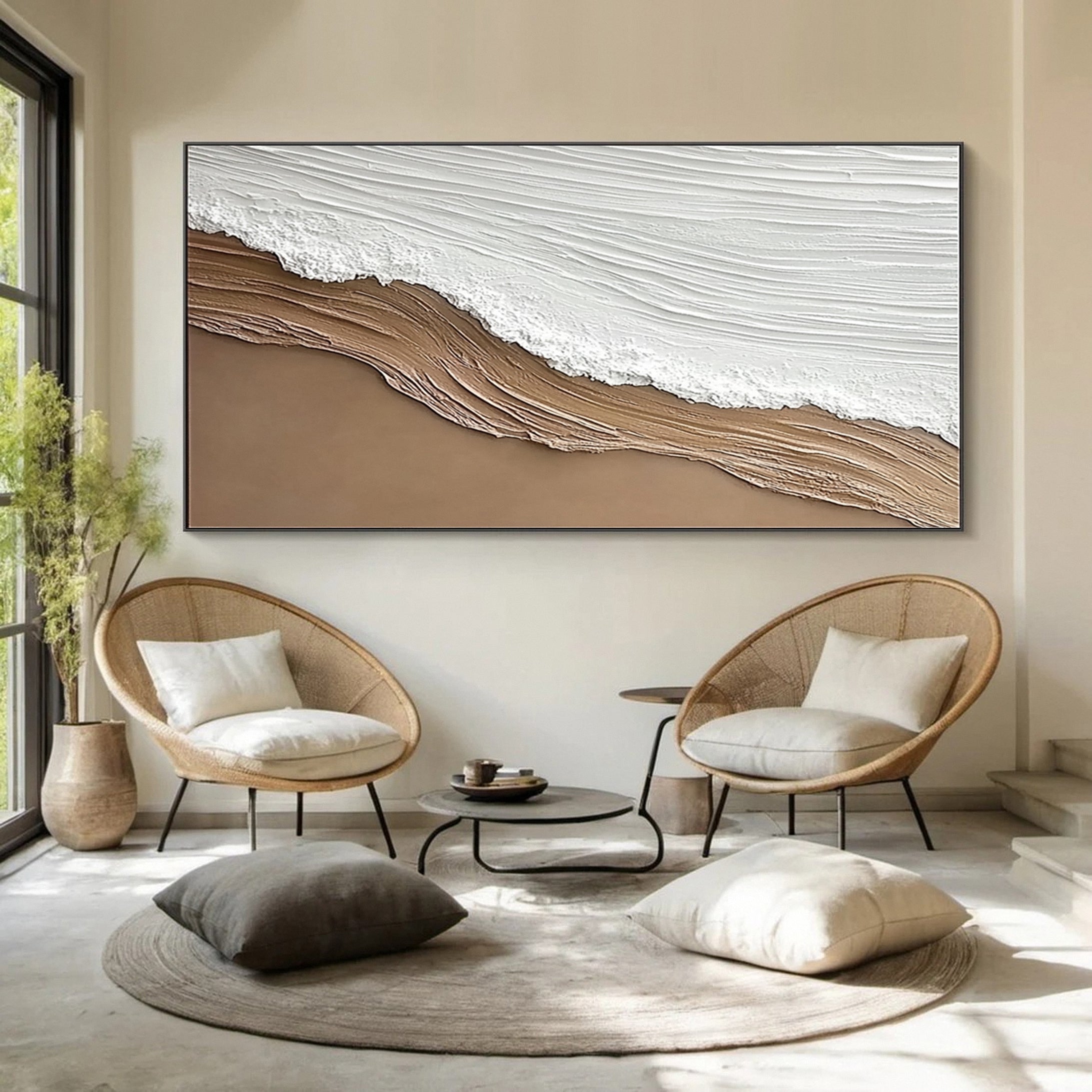 Luxury Coastal Canvas Minimalist Textured Beach Art