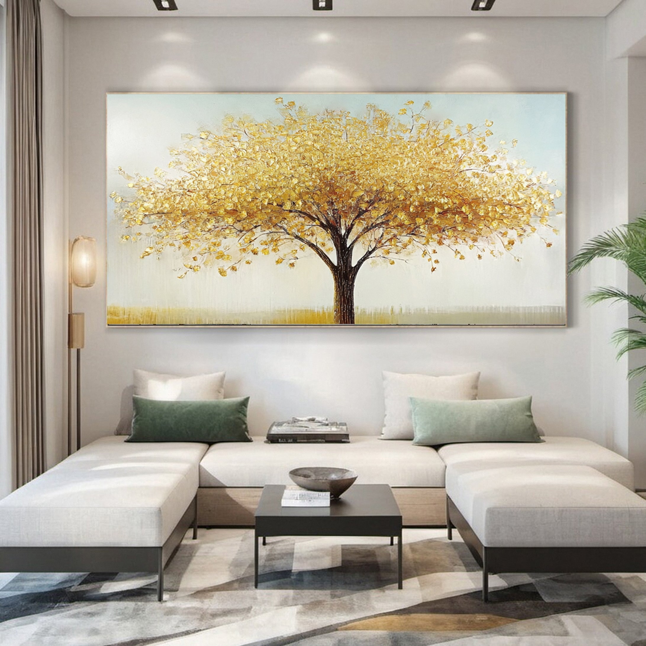 Golden Tree Wall Art Vibrant Autumn Decor For House #TP030