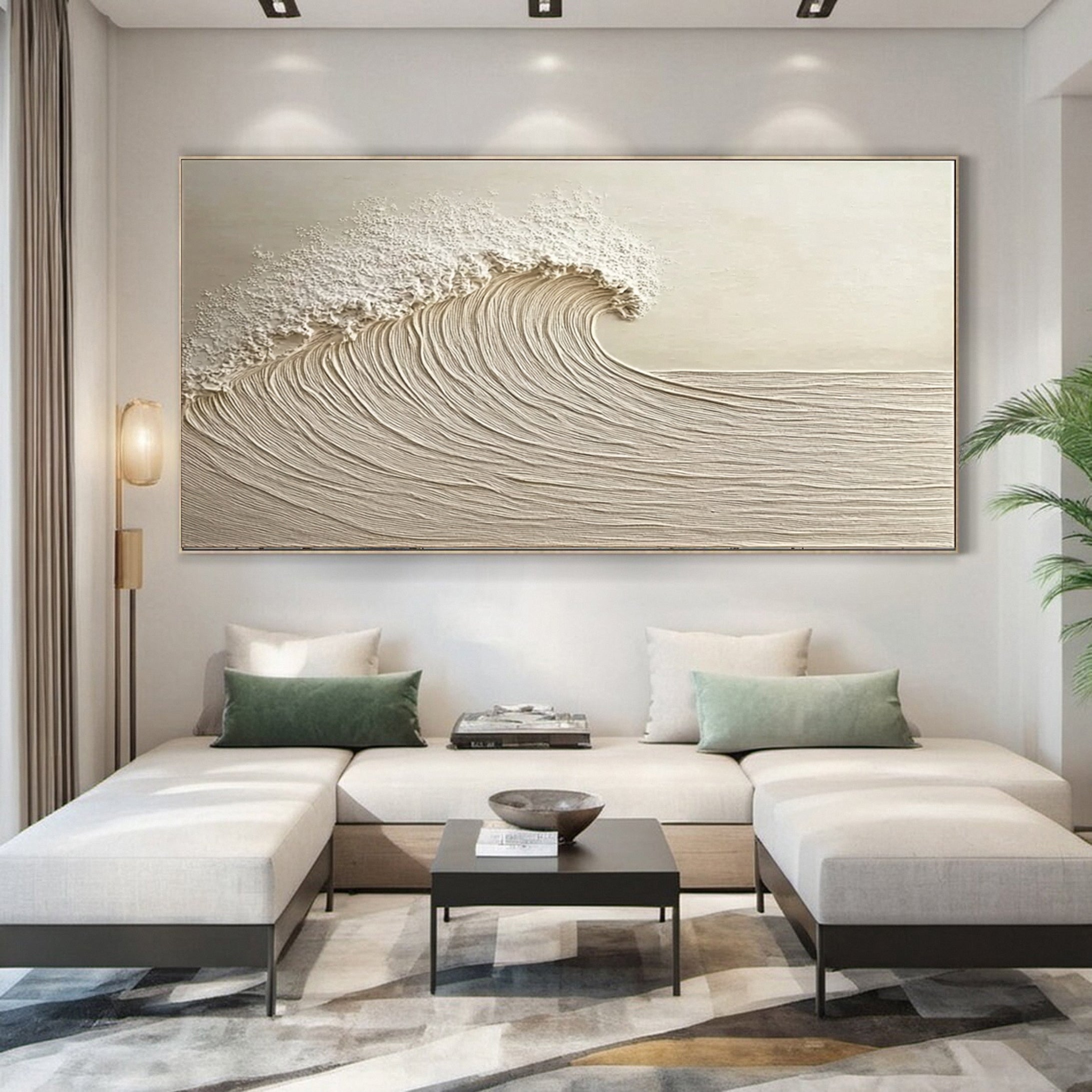 Textured Neutral Wave Canvas Abstract Coastal Wall Art