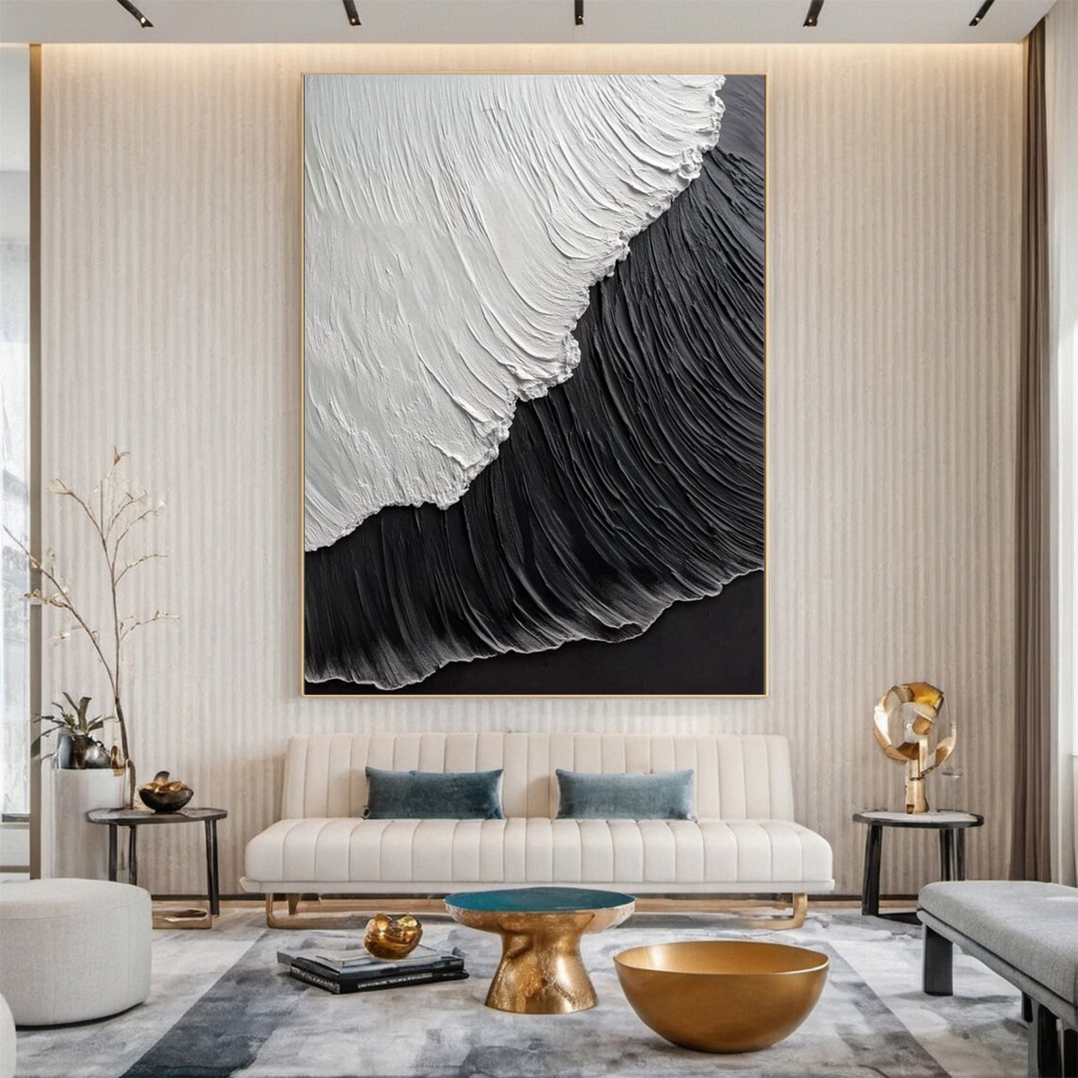 Ocean Textured Art in Black and White for Minimalist Decor #OP038