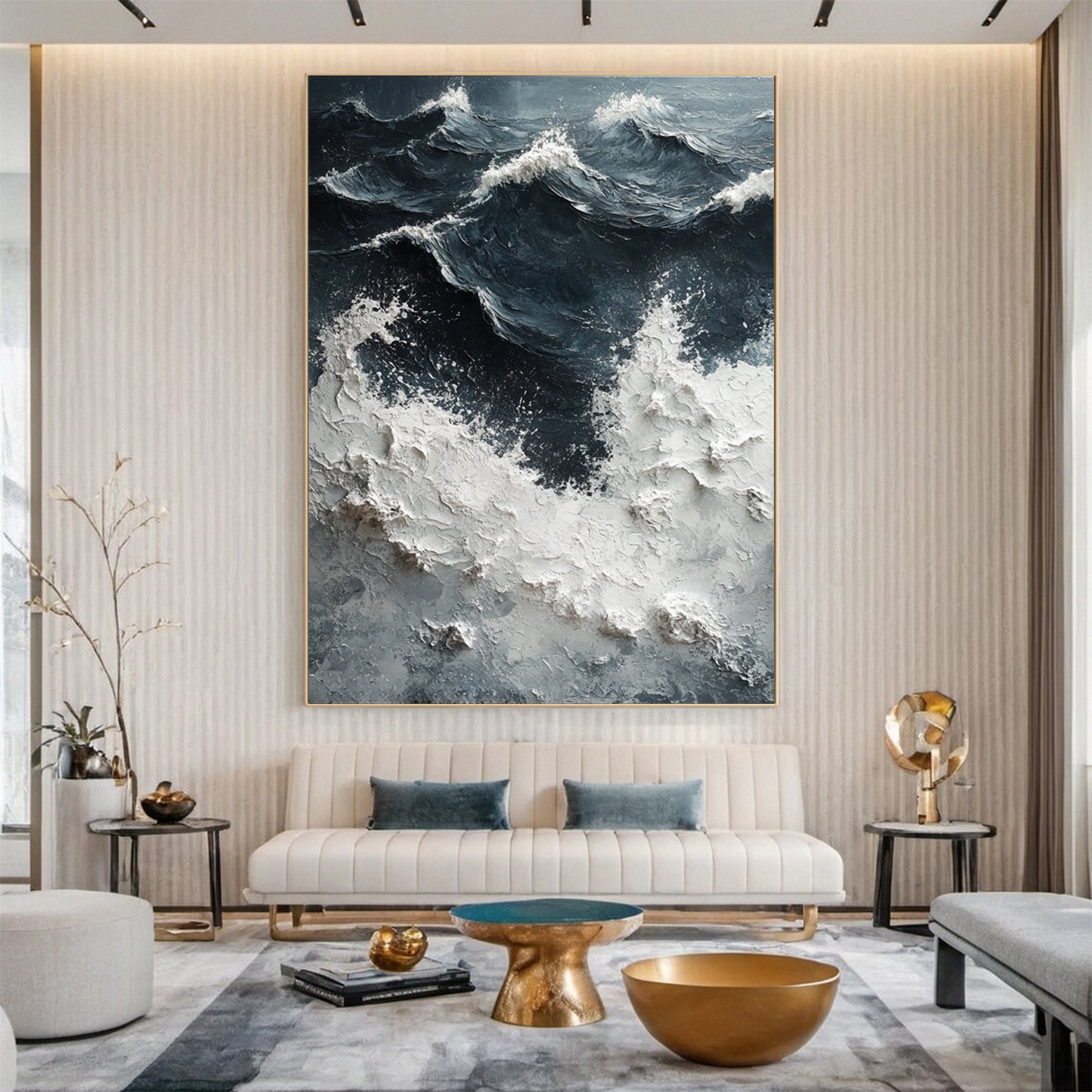 Textured Ocean Wave Canvas