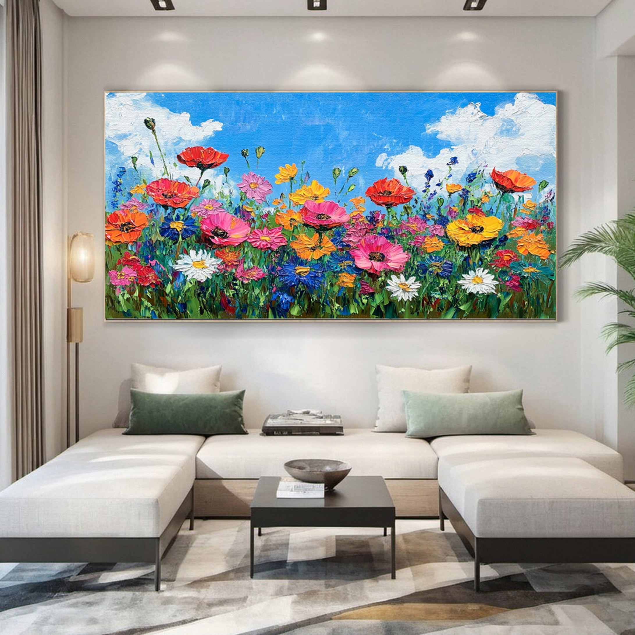 Floral Bliss Abstract Wildflower Landscape Art For Wall Decor