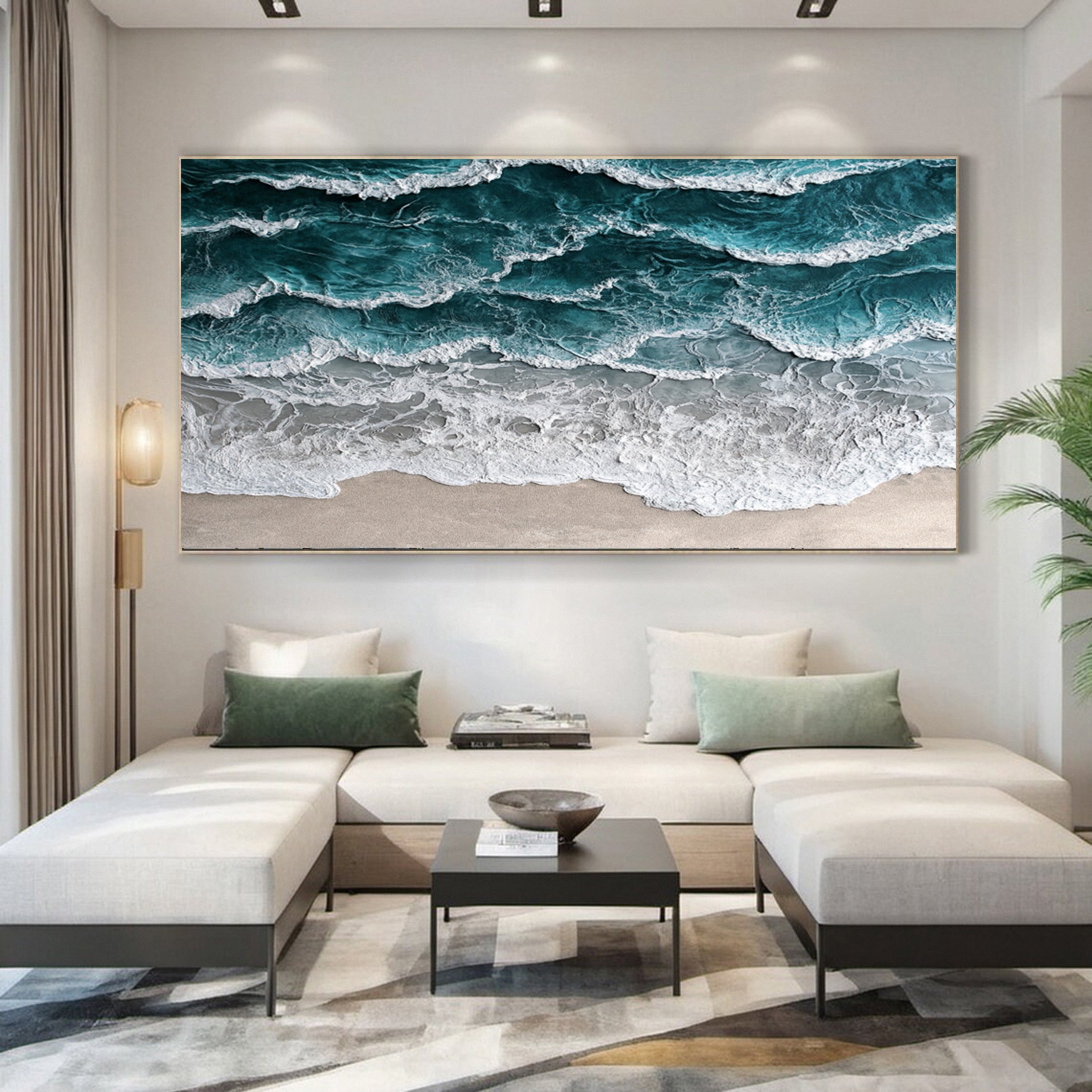 Large Ocean Canvas Art Coastal Wave and Beach Decor #OP006