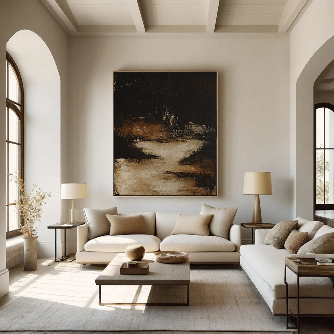 Elegant Dark and Earthy Abstract Art for Living Room Decor #MM150