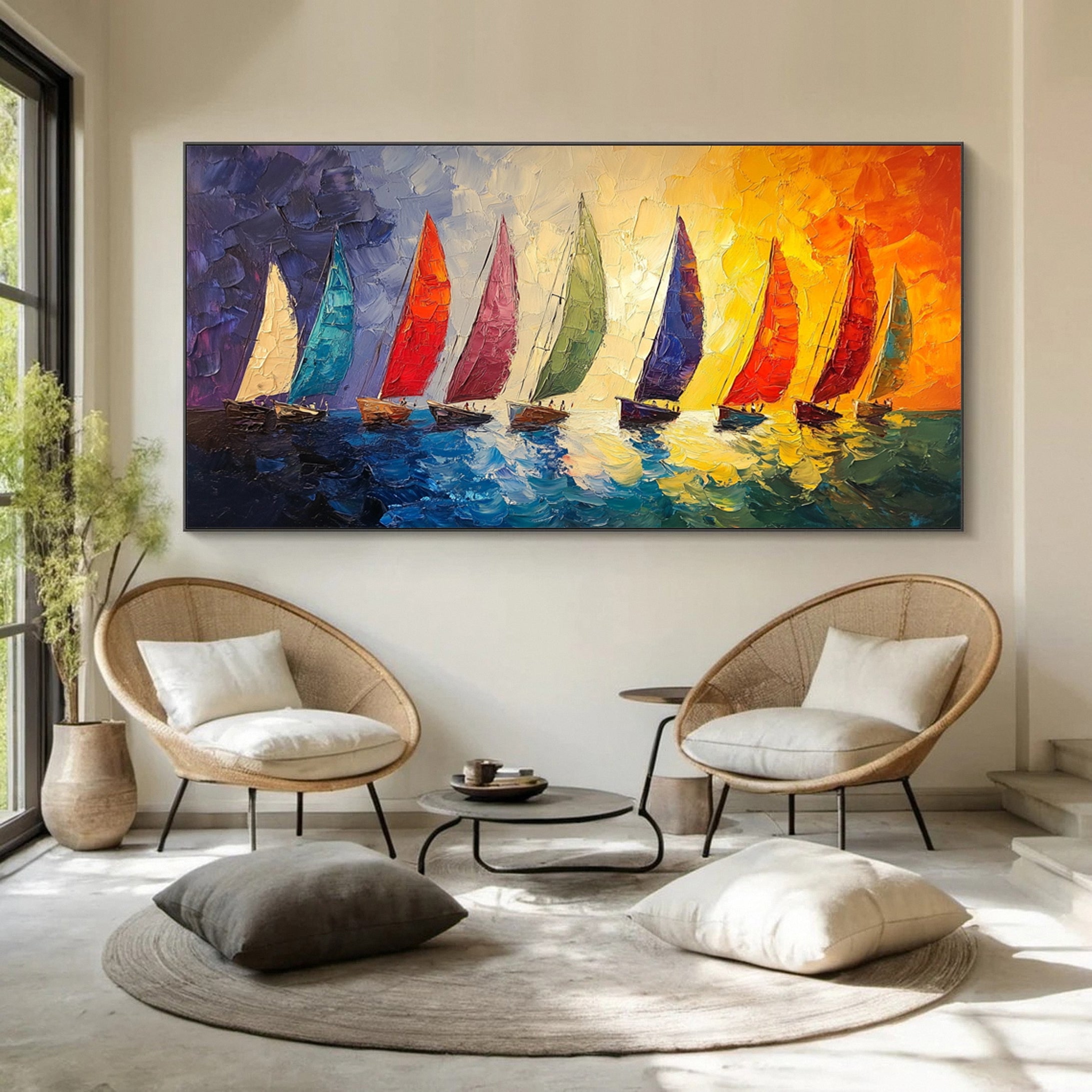 Colorful Sailboats Wall Art for Nautical Themed Decor #MM158