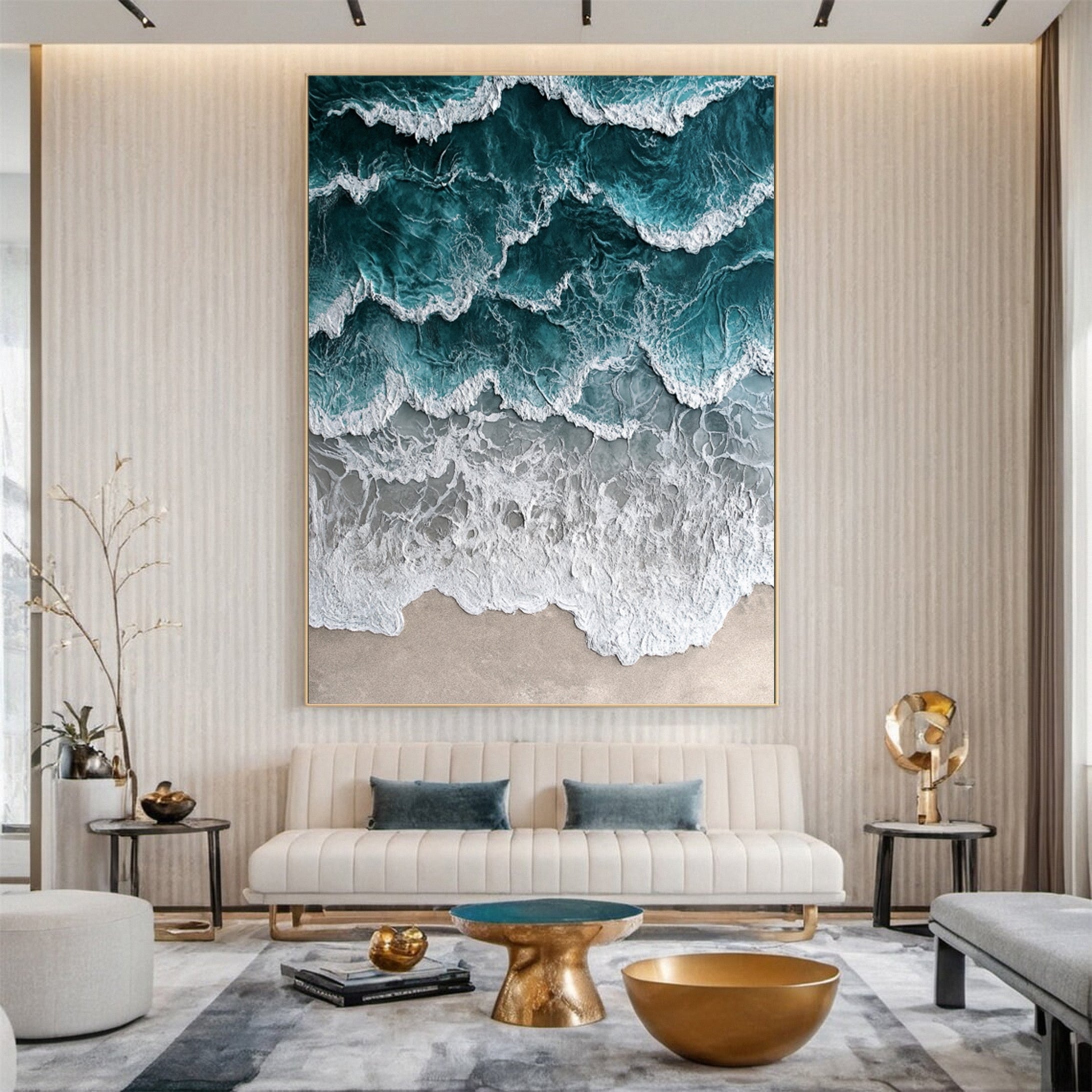 Large Ocean Canvas Art Coastal Wave and Beach Decor #OP009