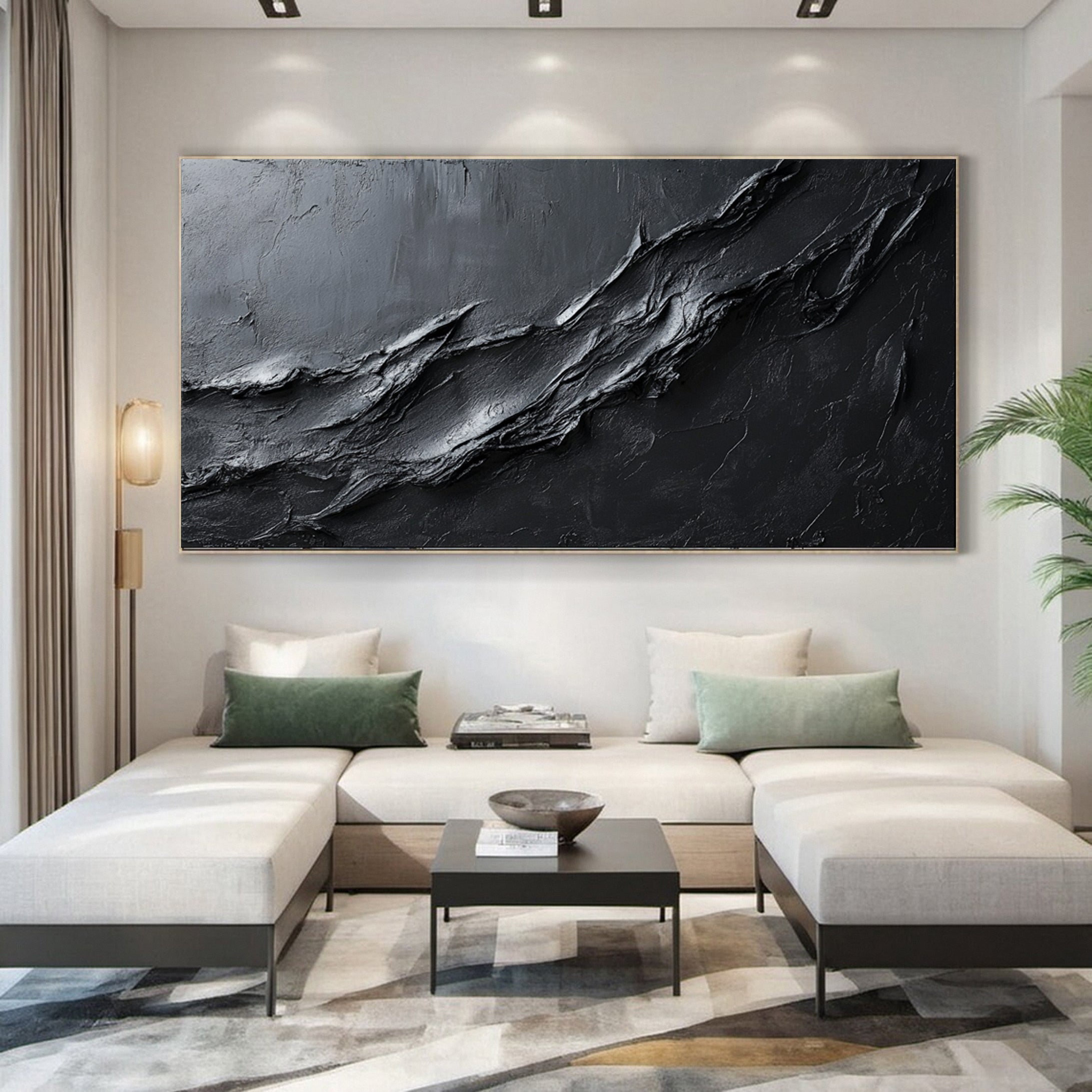 Luxurious Black Textured Artwork Modern Home Accent #MM113