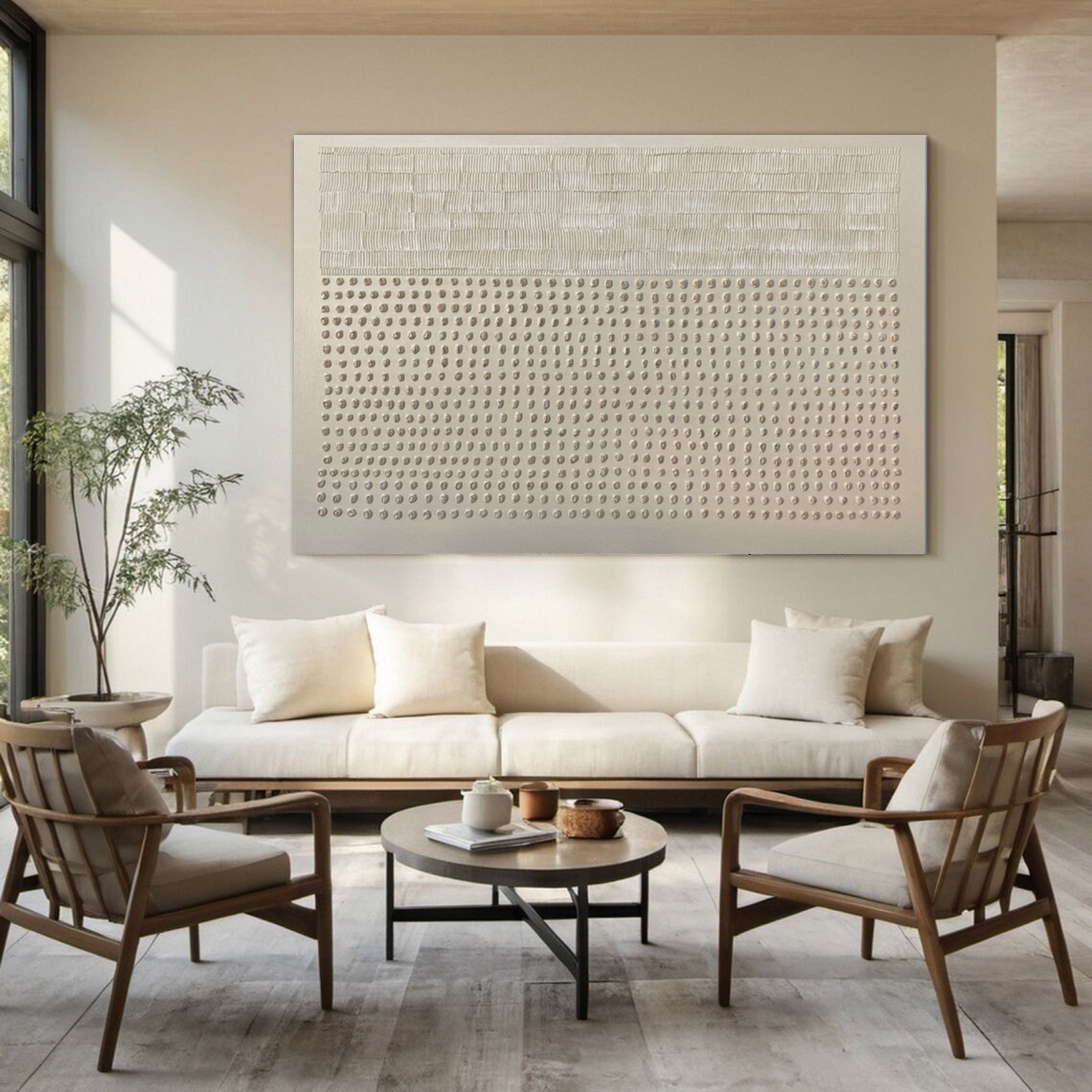 Large Textured Abstract with Linear and Dot-like Patterns #MM583