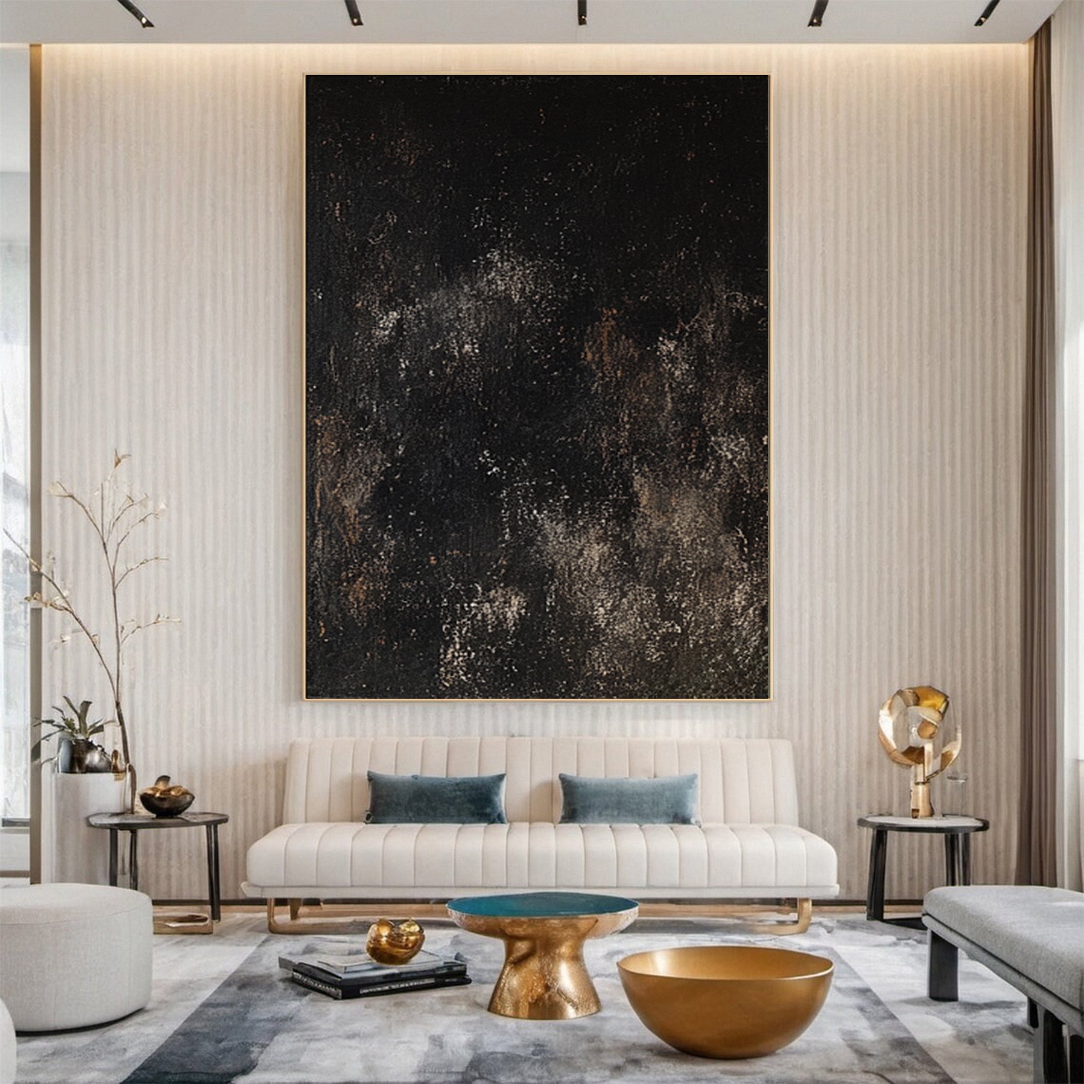 Large Black Abstract Art for Modern Living Rooms #MM131