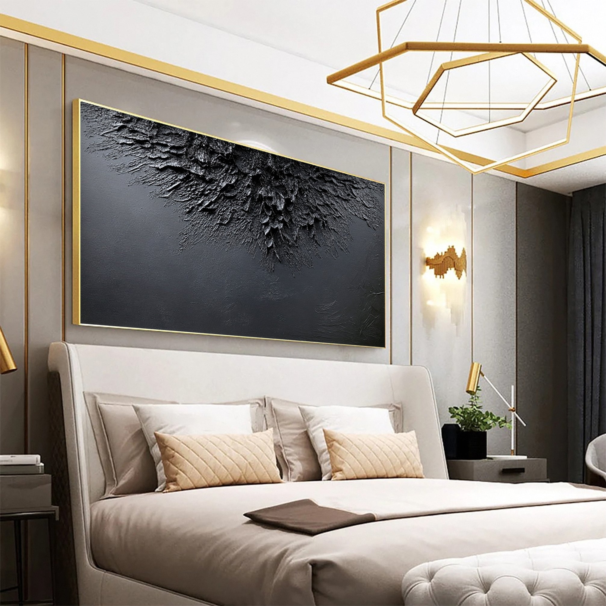 Luxurious Black Texture Artwork for Modern Home #MM114