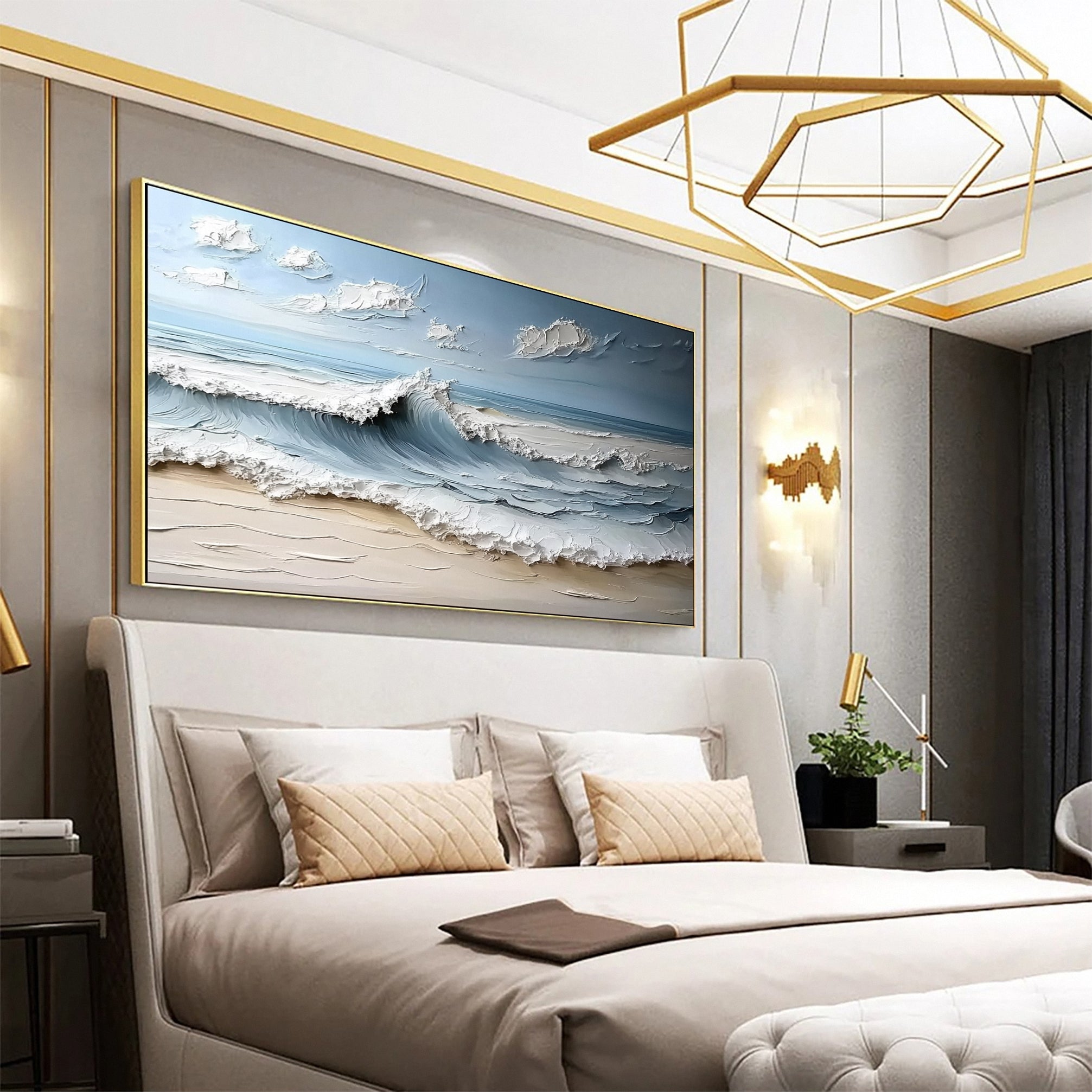 Large Ocean Wave Canvas Beach Coastal Wall Decor #OP023