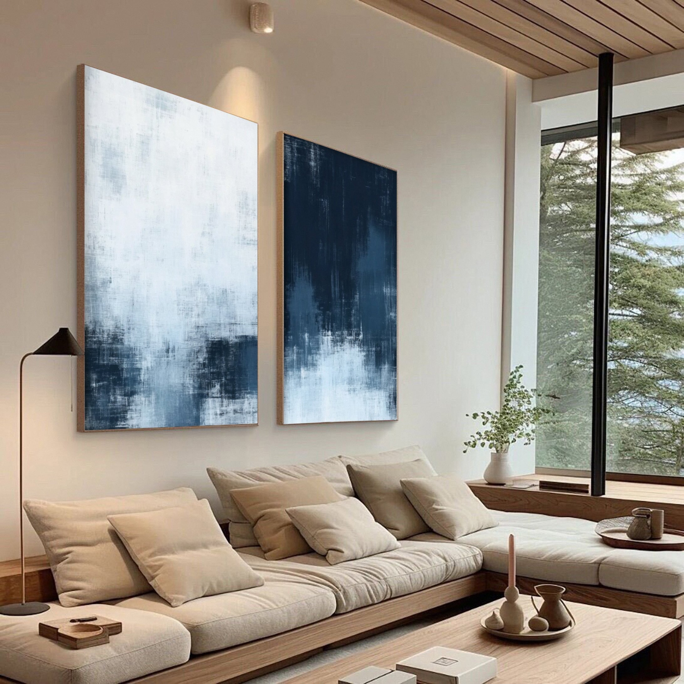 Elegant Blue Gradient Art for Modern Living Rooms Set of 2 #ABS004