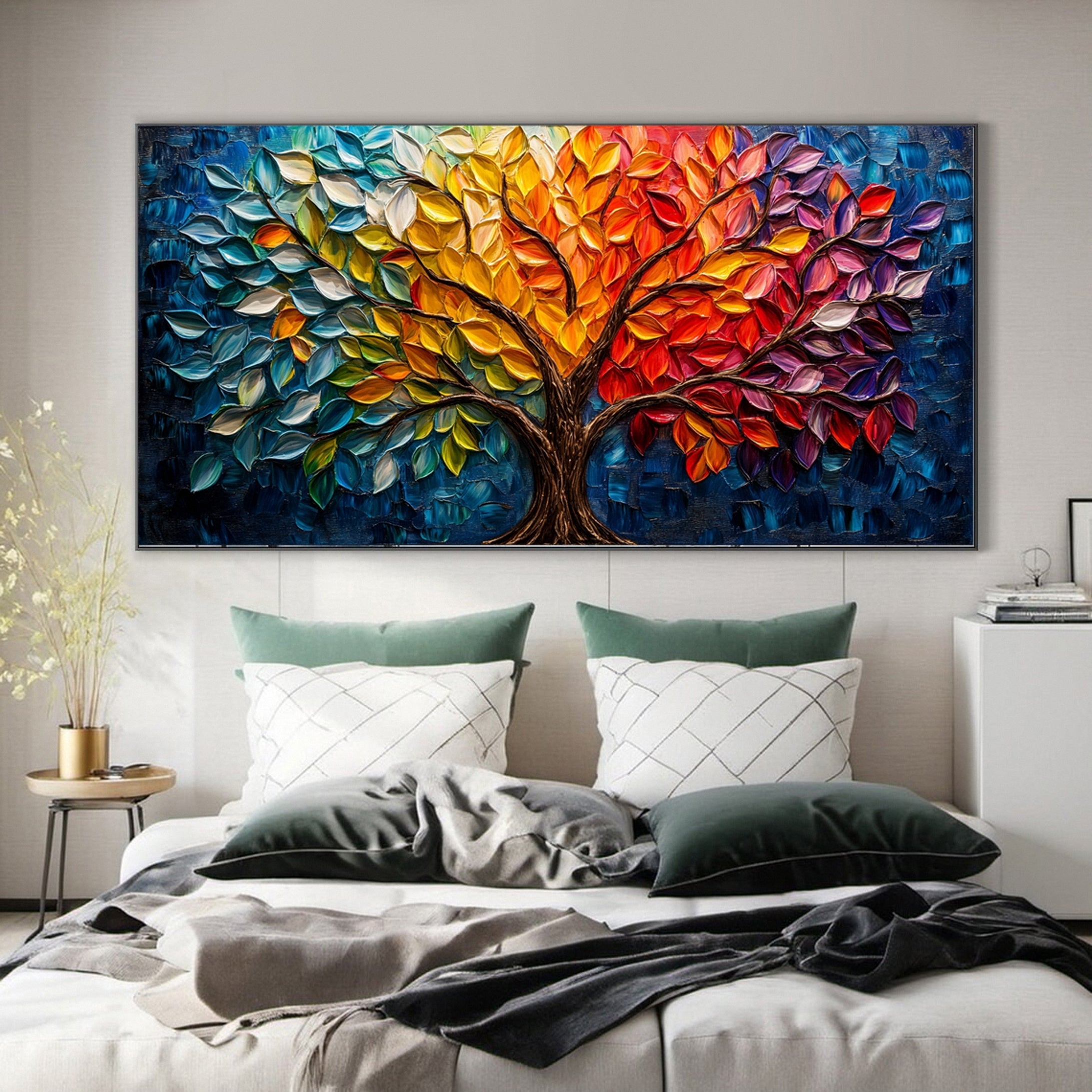 Colorful Tree of Life Wall Art Modern Abstract Painting #TP026