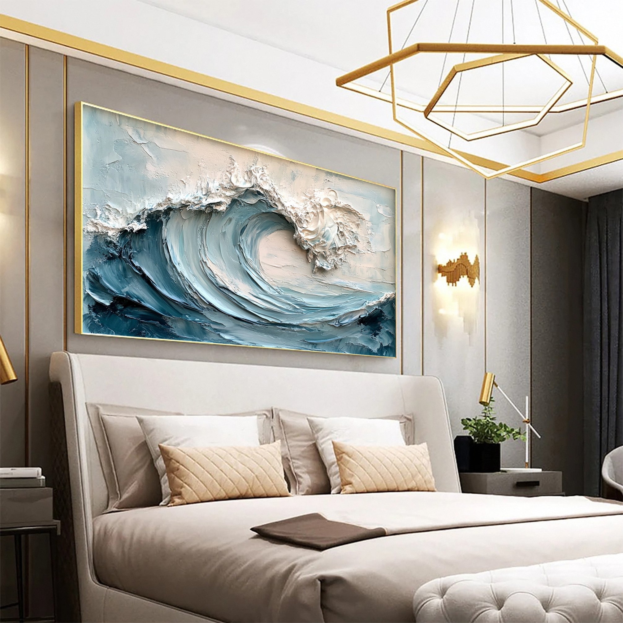 Dynamic Ocean Wave Canvas Art for Contemporary Homes #OP020