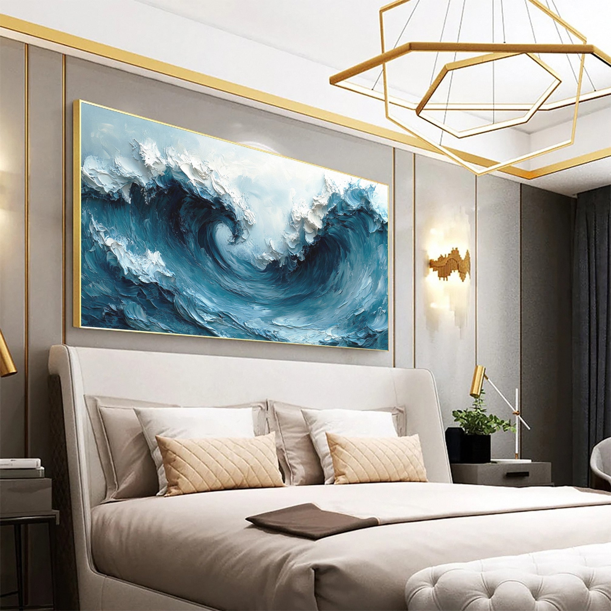 Large Coastal Wave Canvas Art Abstract Ocean Painting #OP029