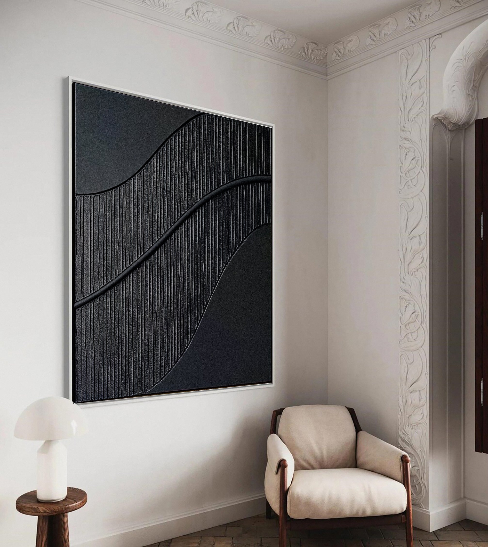 Modern Textured Black Wall Art Minimalist Elegance #MM116