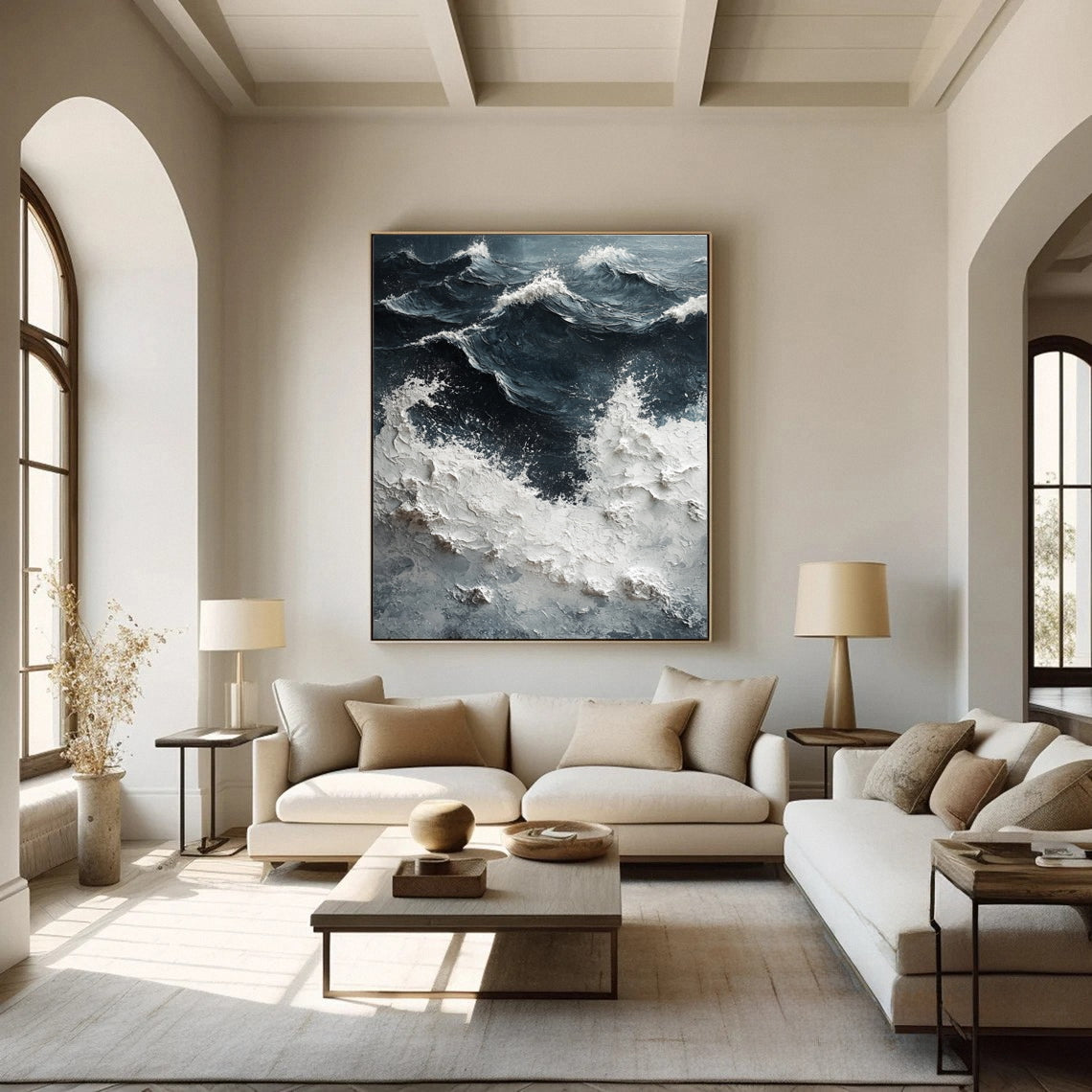 Textured Ocean Wave Canvas Dramatic Coastal Wall Art #OP043