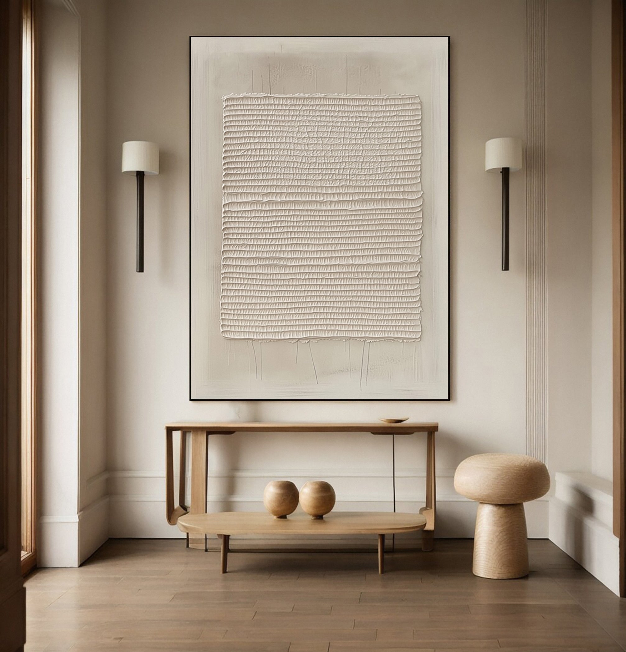Quiet Parallel: Minimalist Art with Horizontal Tactile Lines #MM602