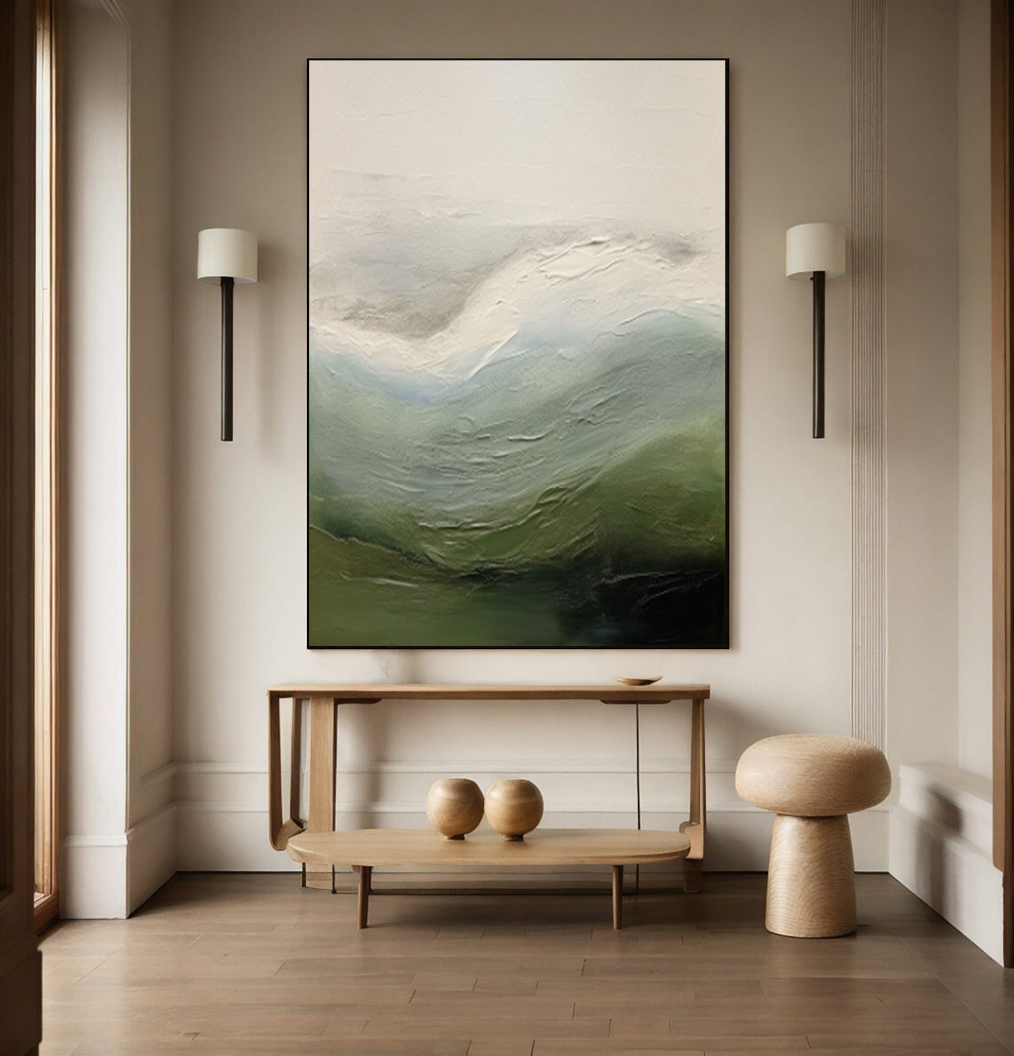 Quiet Coastal Echoes:Abstract Landscape with Textured Wave #MM617
