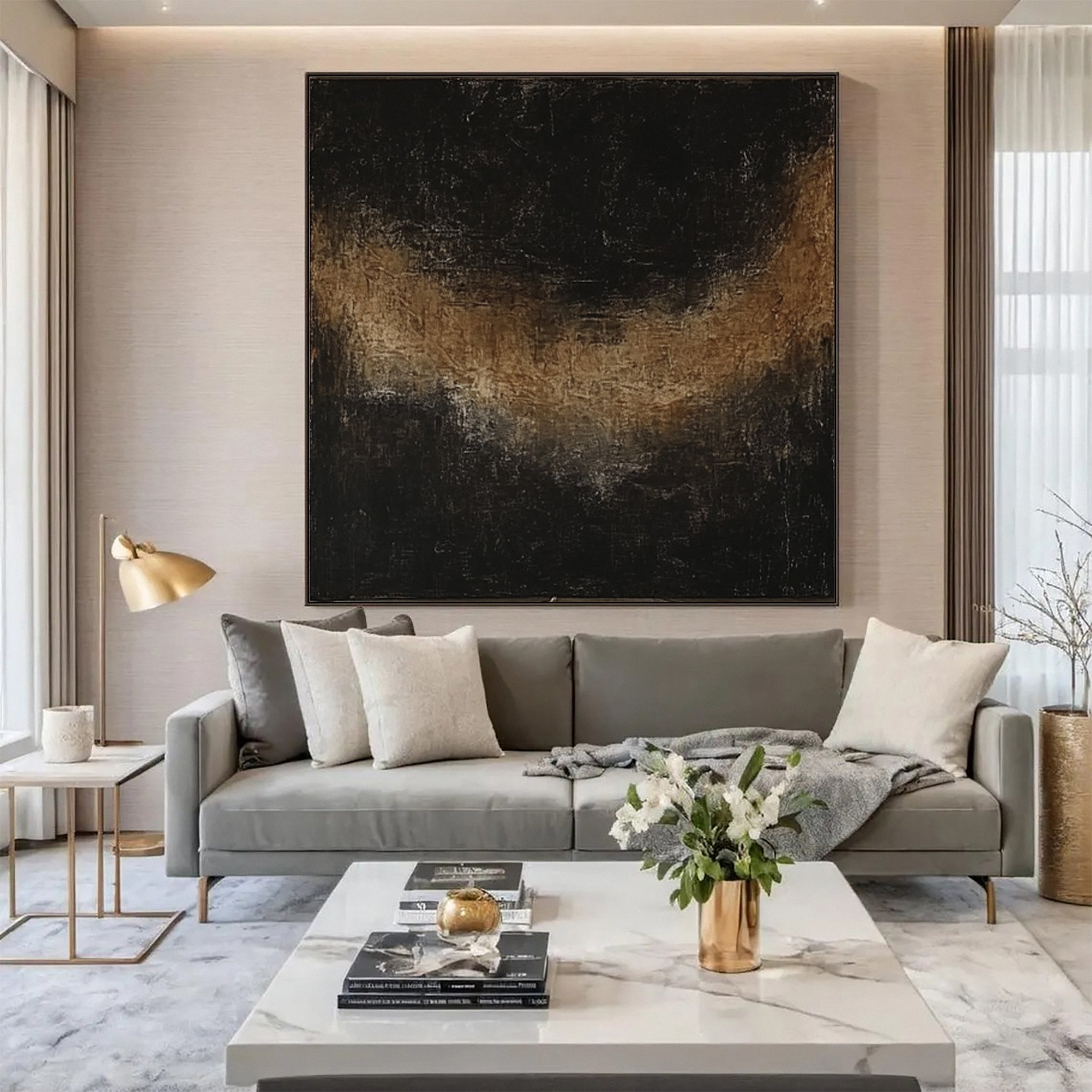 Contemporary Abstract Art in Dark Tones for Home Decor #MM133