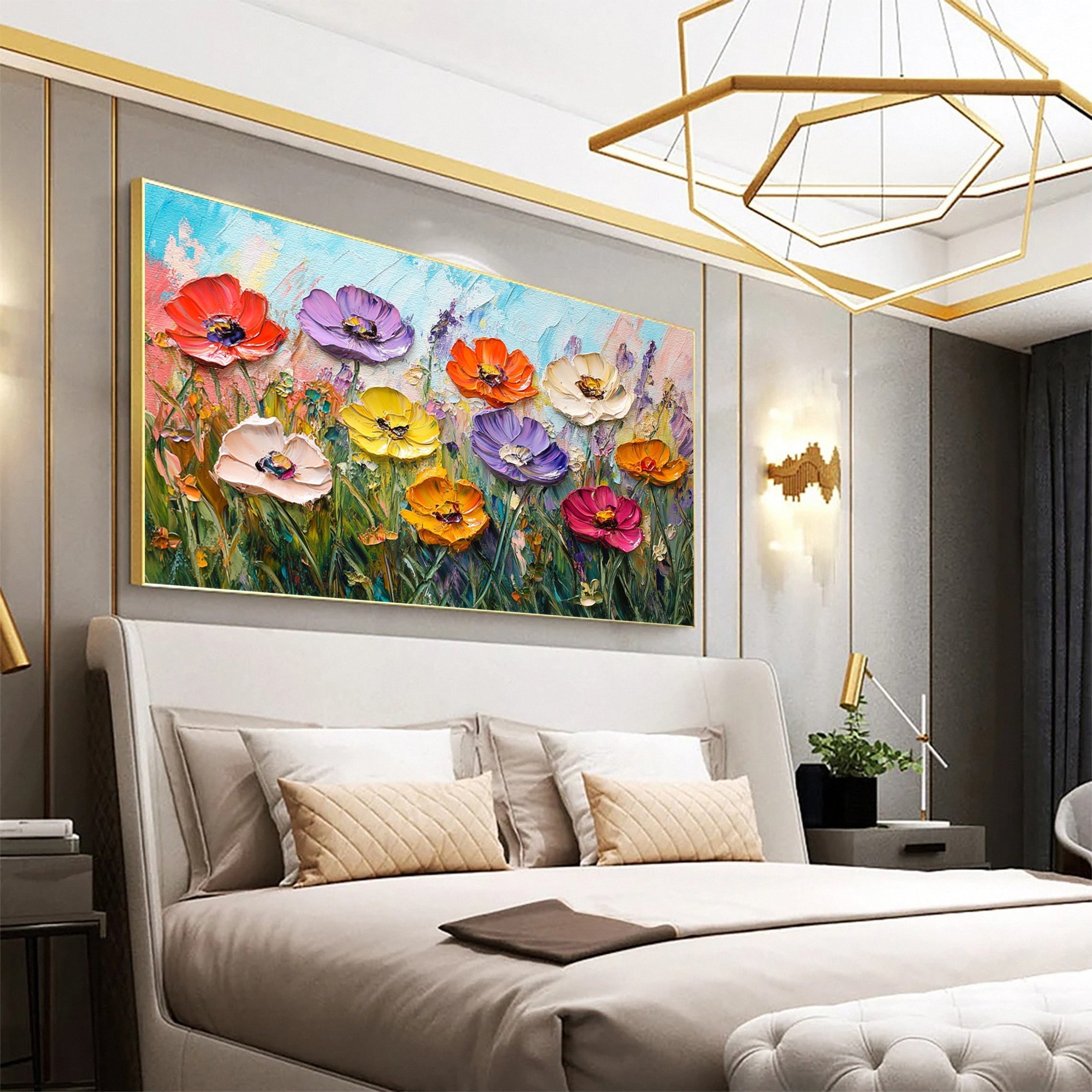 Vibrant Floral Abstract Painting for Contemporary Homes #FB029