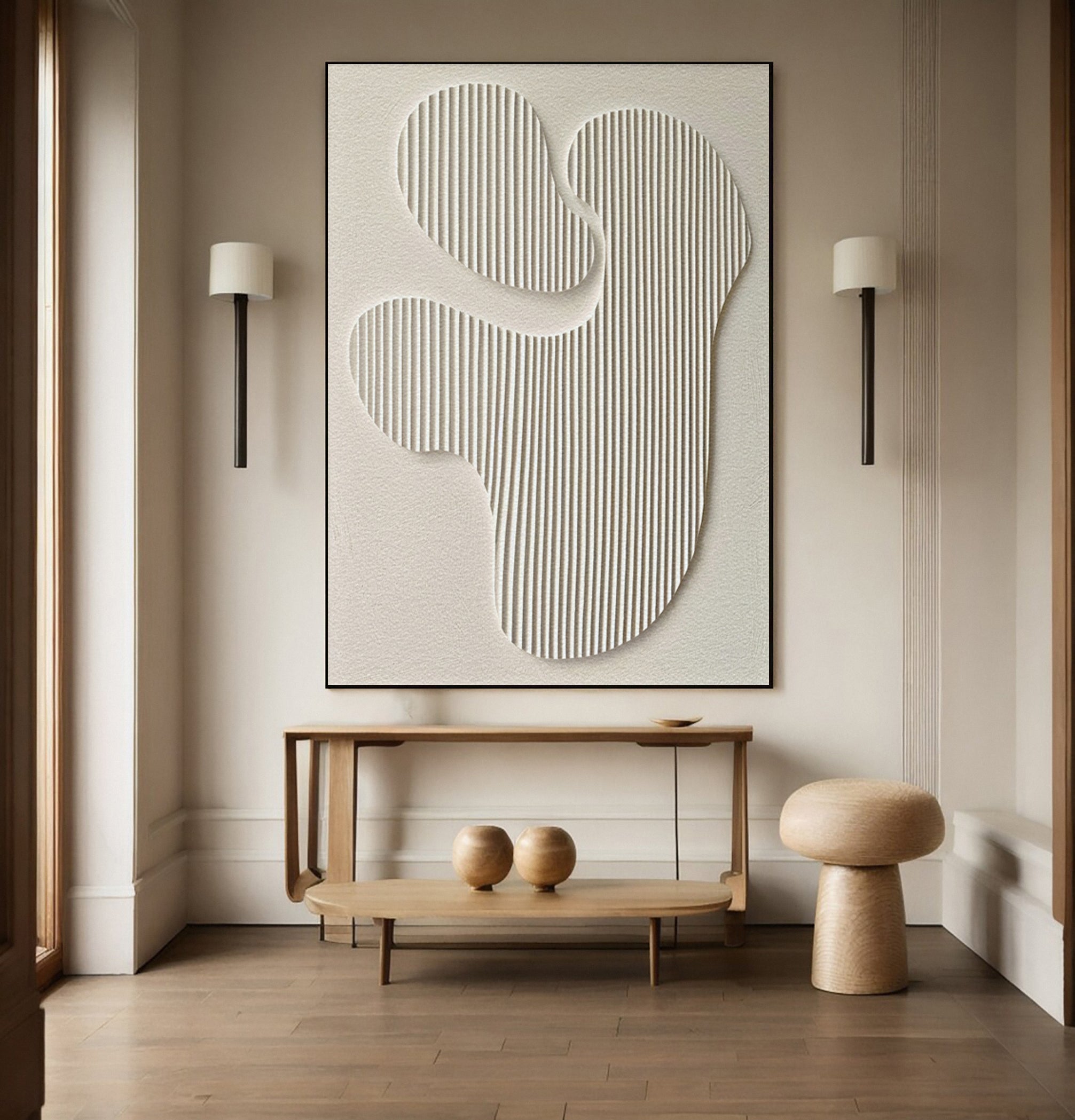 Ethereal Flow: Neutral Canvas with Sculpted Organic Shapes #MM609