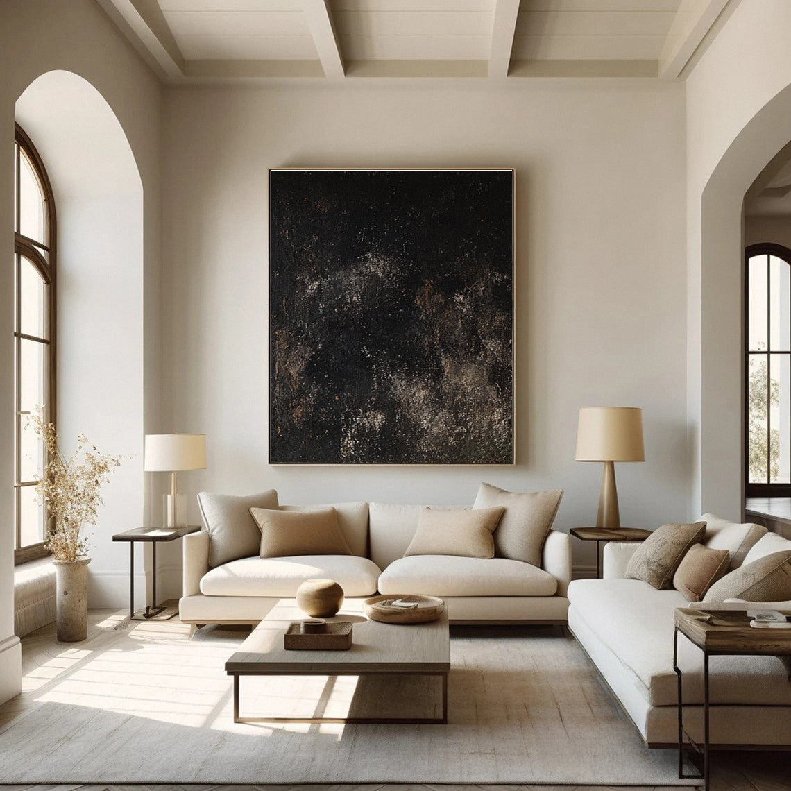 Large Black Abstract Art for Modern Living Rooms #MM131