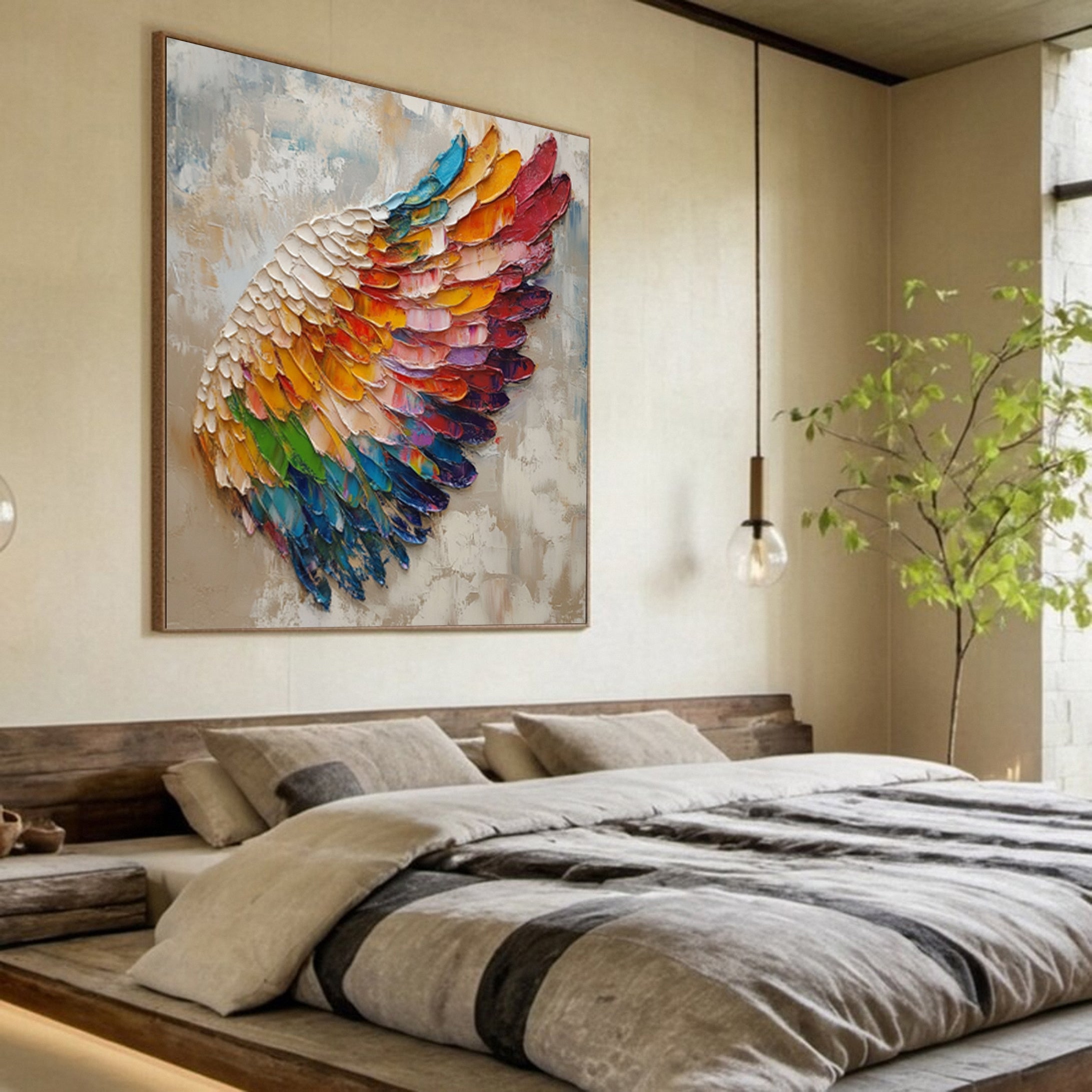 Large Colorful Wing Abstract Art Modern Textured Canvas #MM155