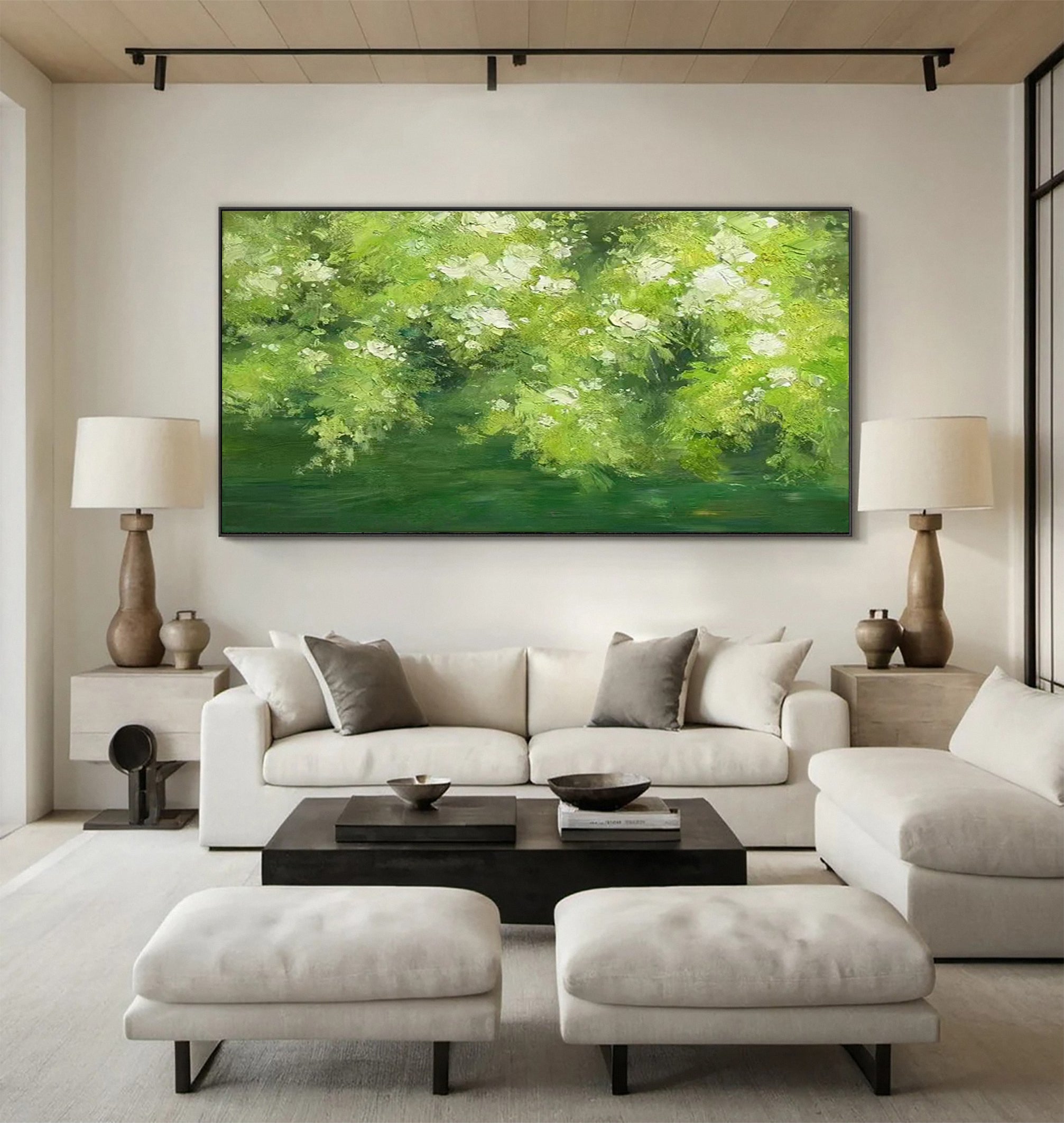 Verdant Reflections: Contemporary Painting of Lush Foliage #MM638