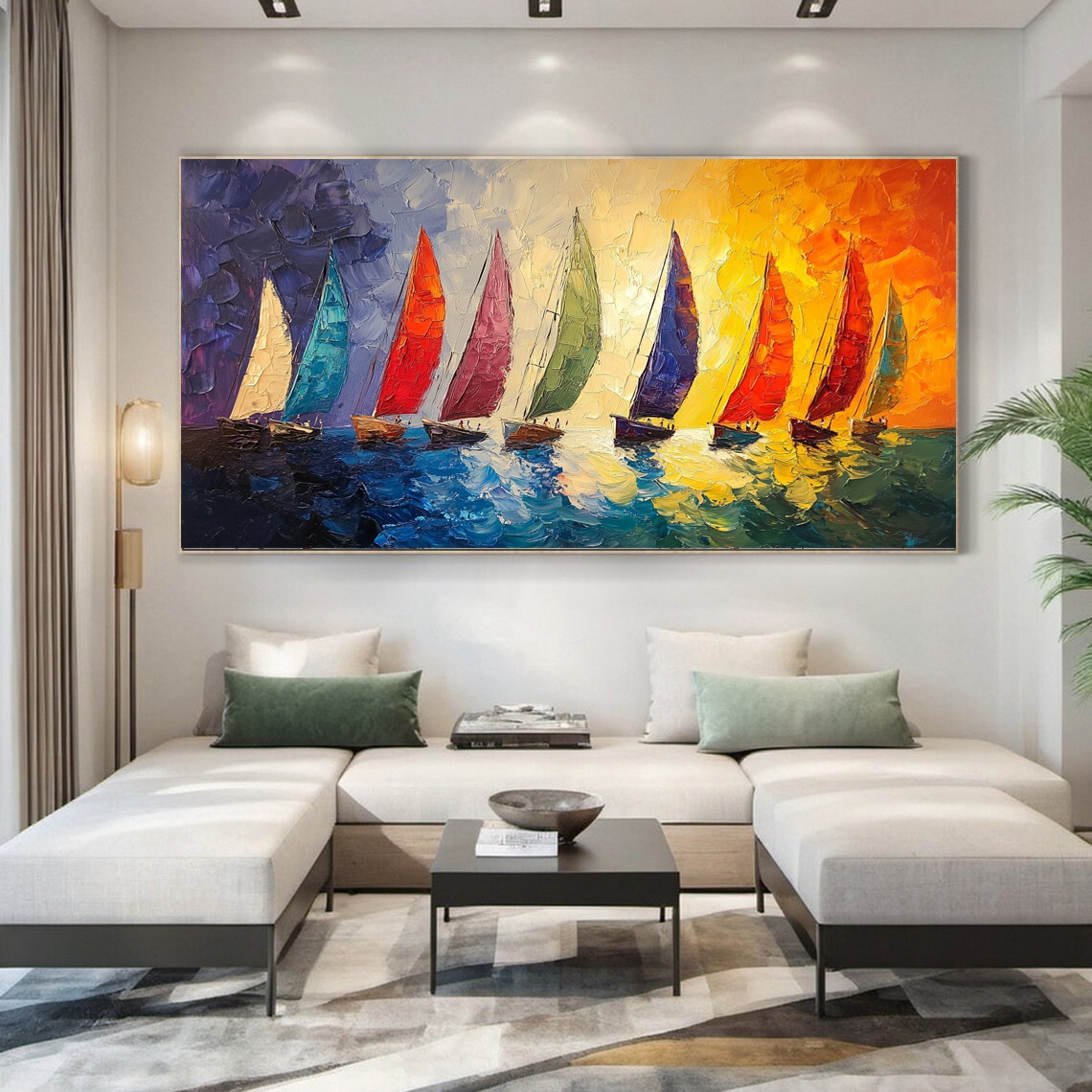 Colorful Sailboats Wall Art for Nautical Themed Decor #MM158