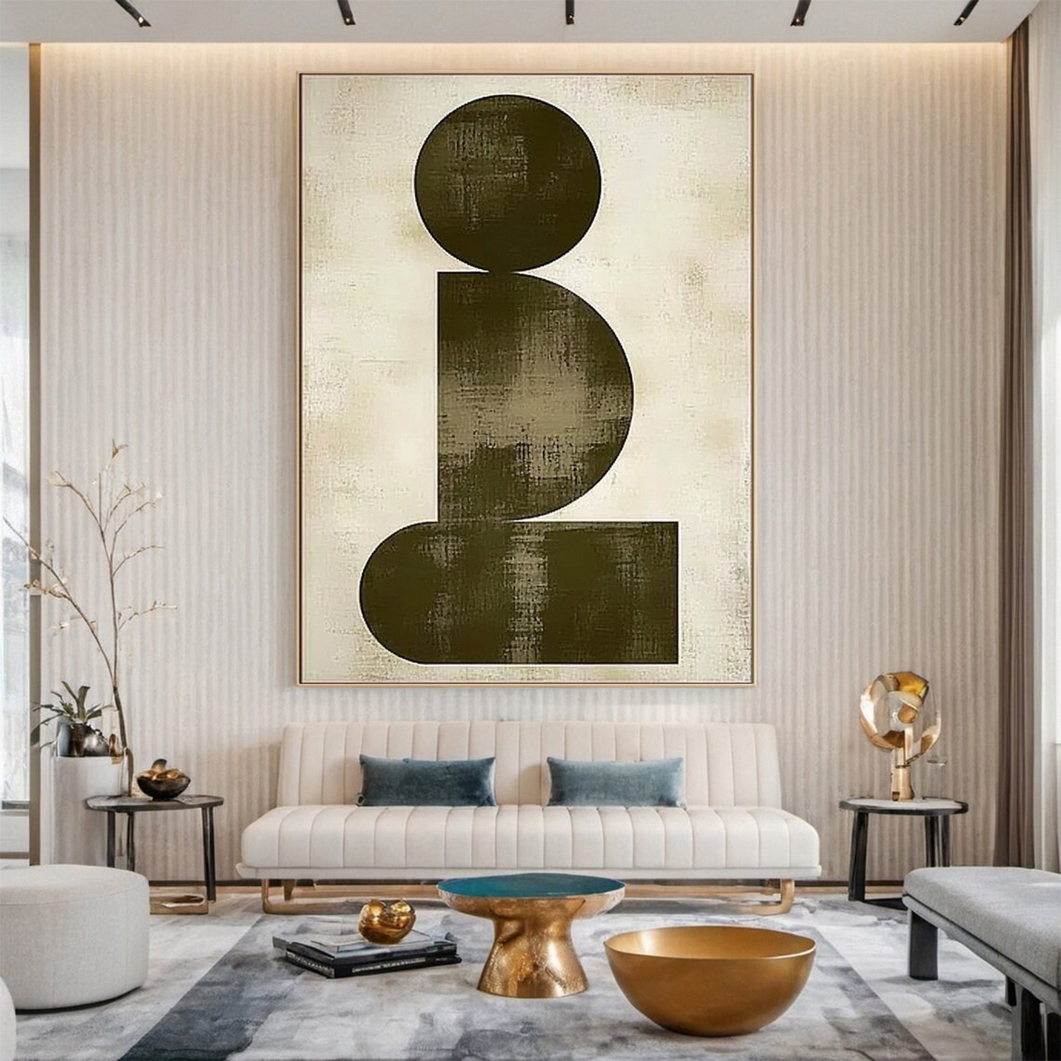 Minimalist Geometric Abstract Art Neutral Tones Canvas #MM139