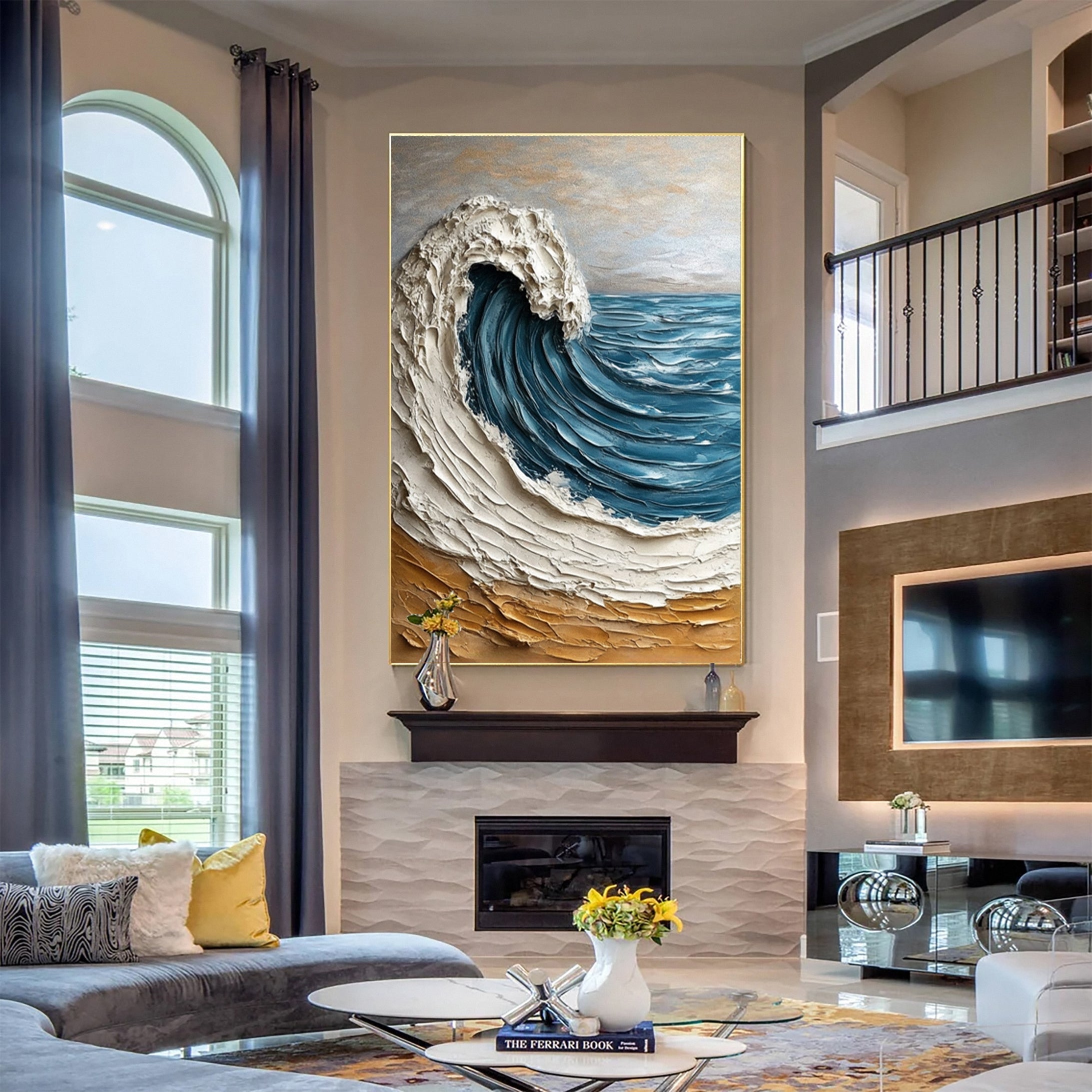 Dynamic Ocean Wave Canvas Art for Elegant Homes #OP032