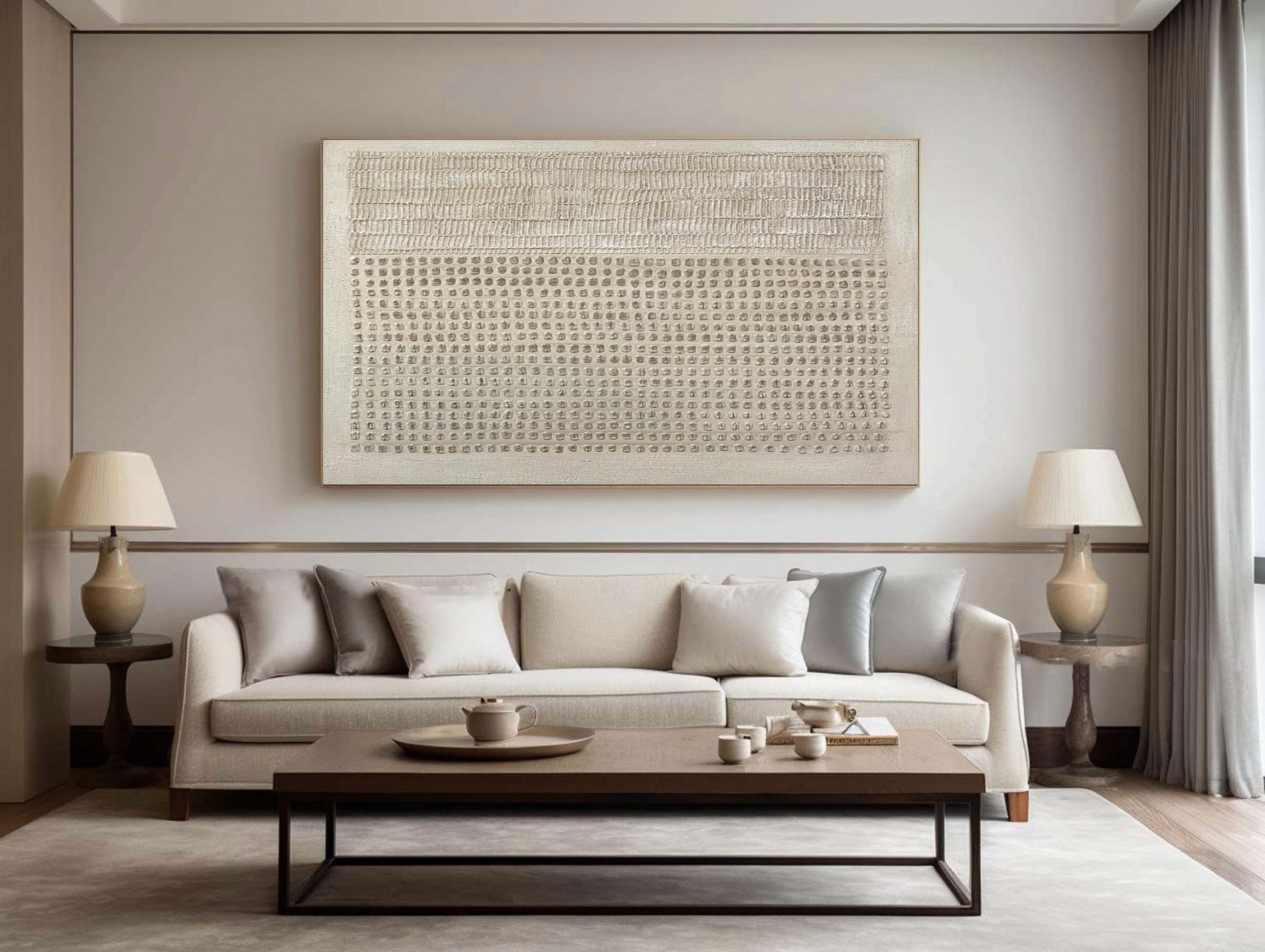 Wabi Sabi Neutral Wall Art Oversized Textured Beige Canvas #MM187