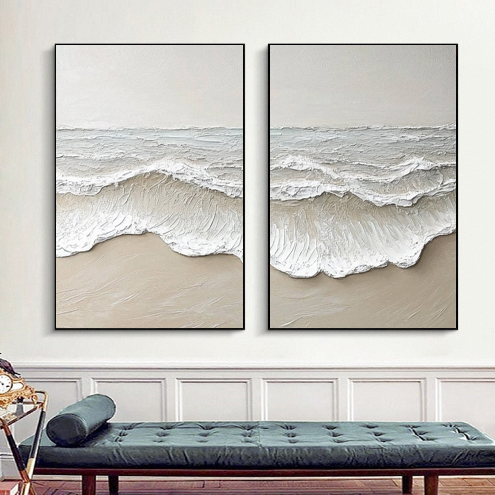 Large 3D Ocean Wave Canvas Art Set of 2