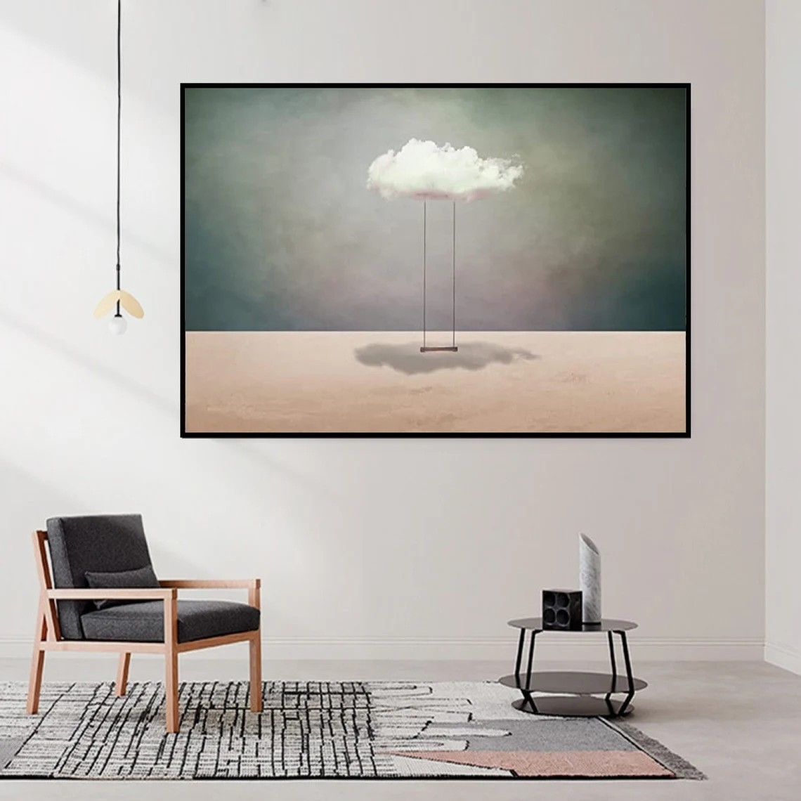 Surreal Cloud Swing Landscape Minimalist Modern Wall Art #SP016