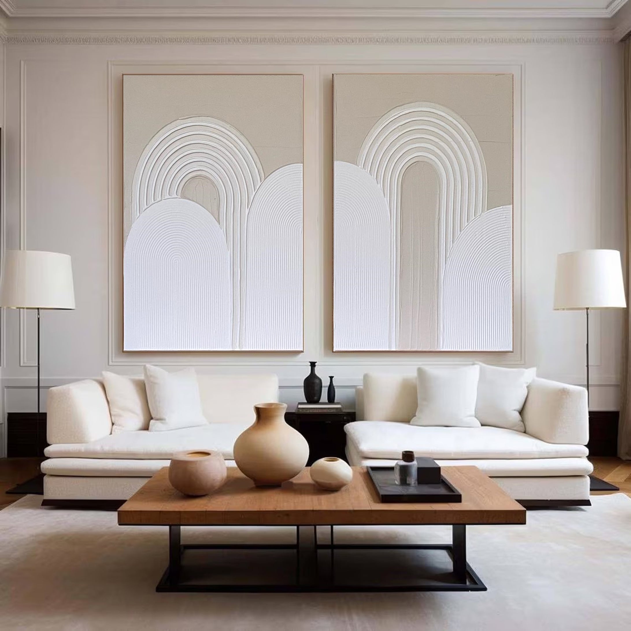 Modern Circular Motifs Wall Art Chic Neutral Tones