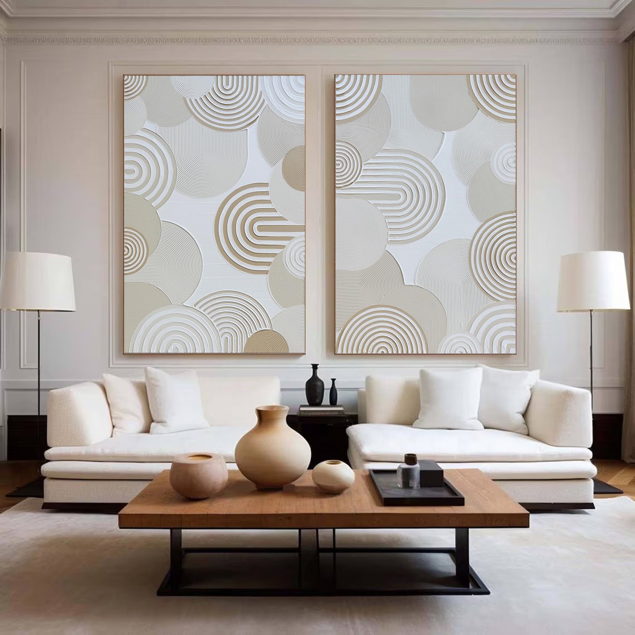 Modern White & Cream Circular Wall Decor