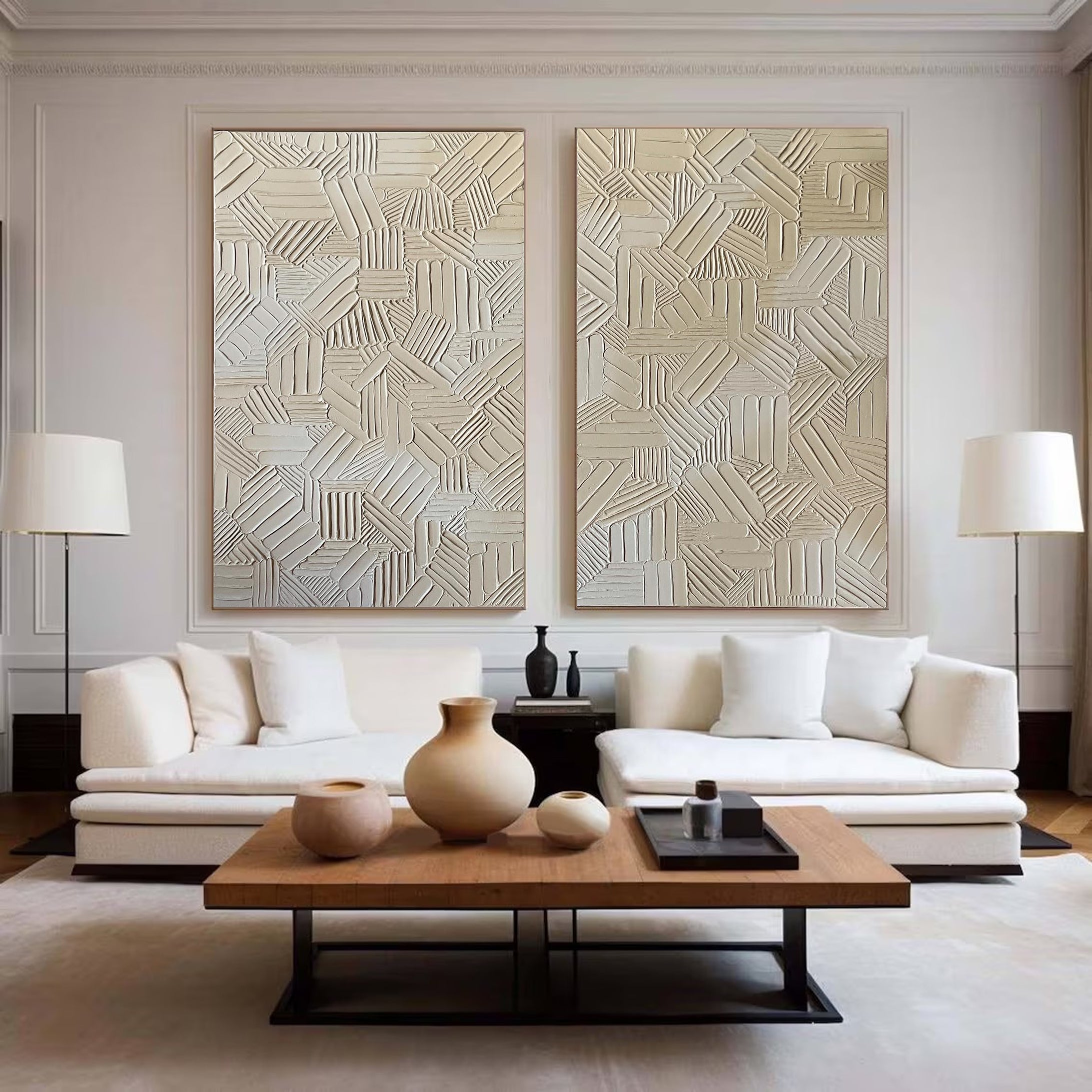 Modern Beige Geometric Canvas Art