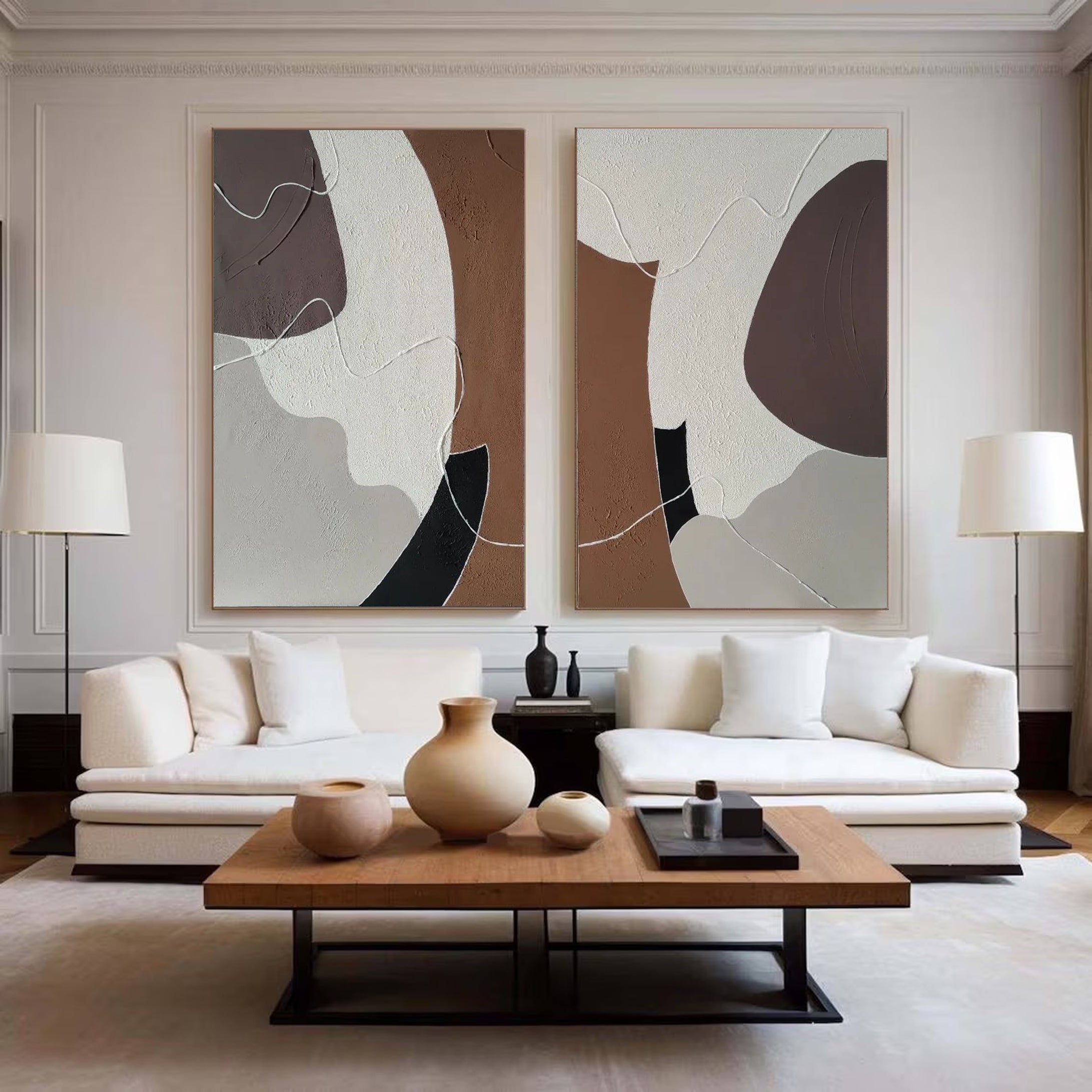 Modern Abstract Art Diptych Elegant Wall Decor