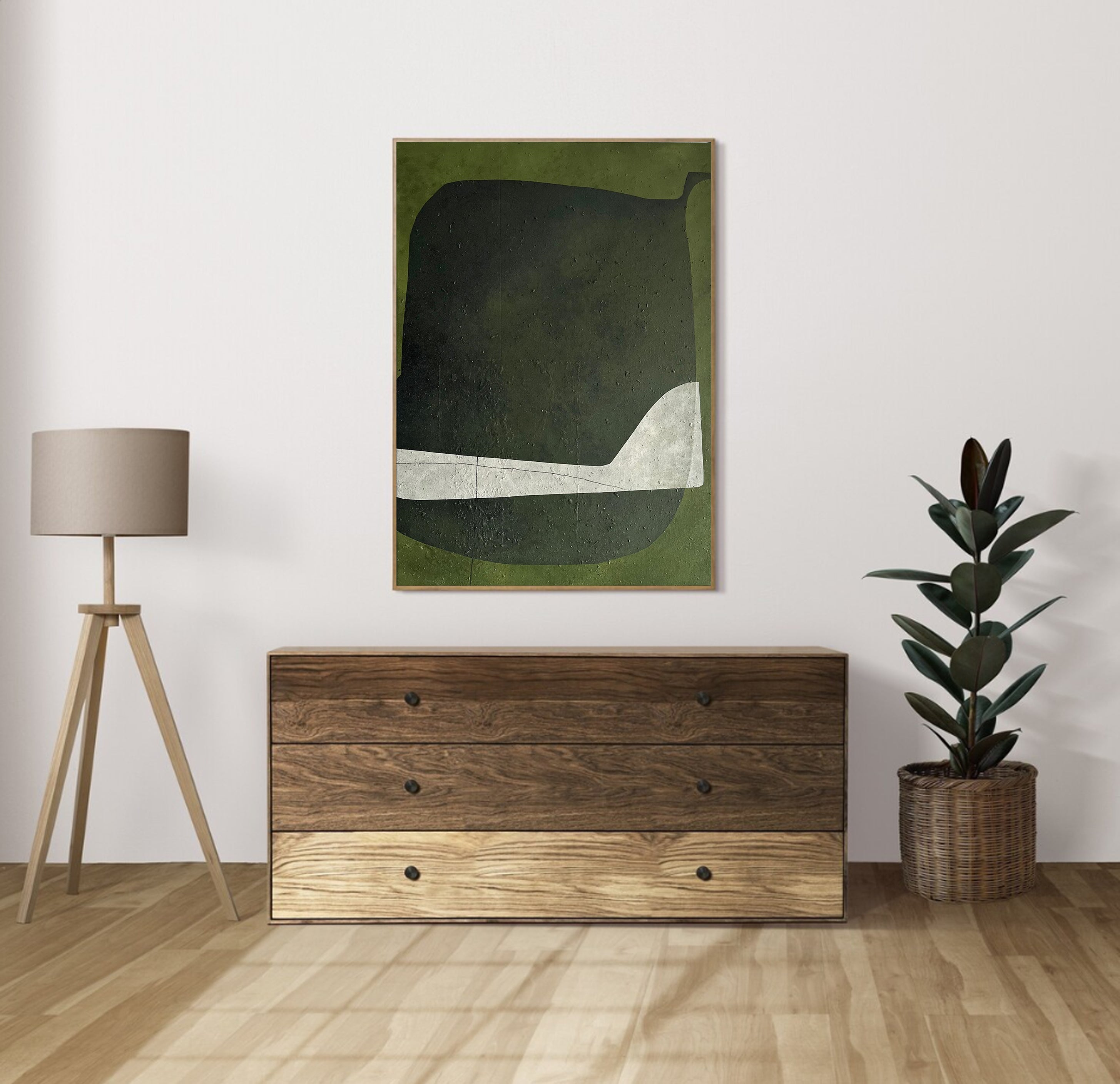 Green Abstract Canvas Art Modern Minimalist Home Decor #AB009